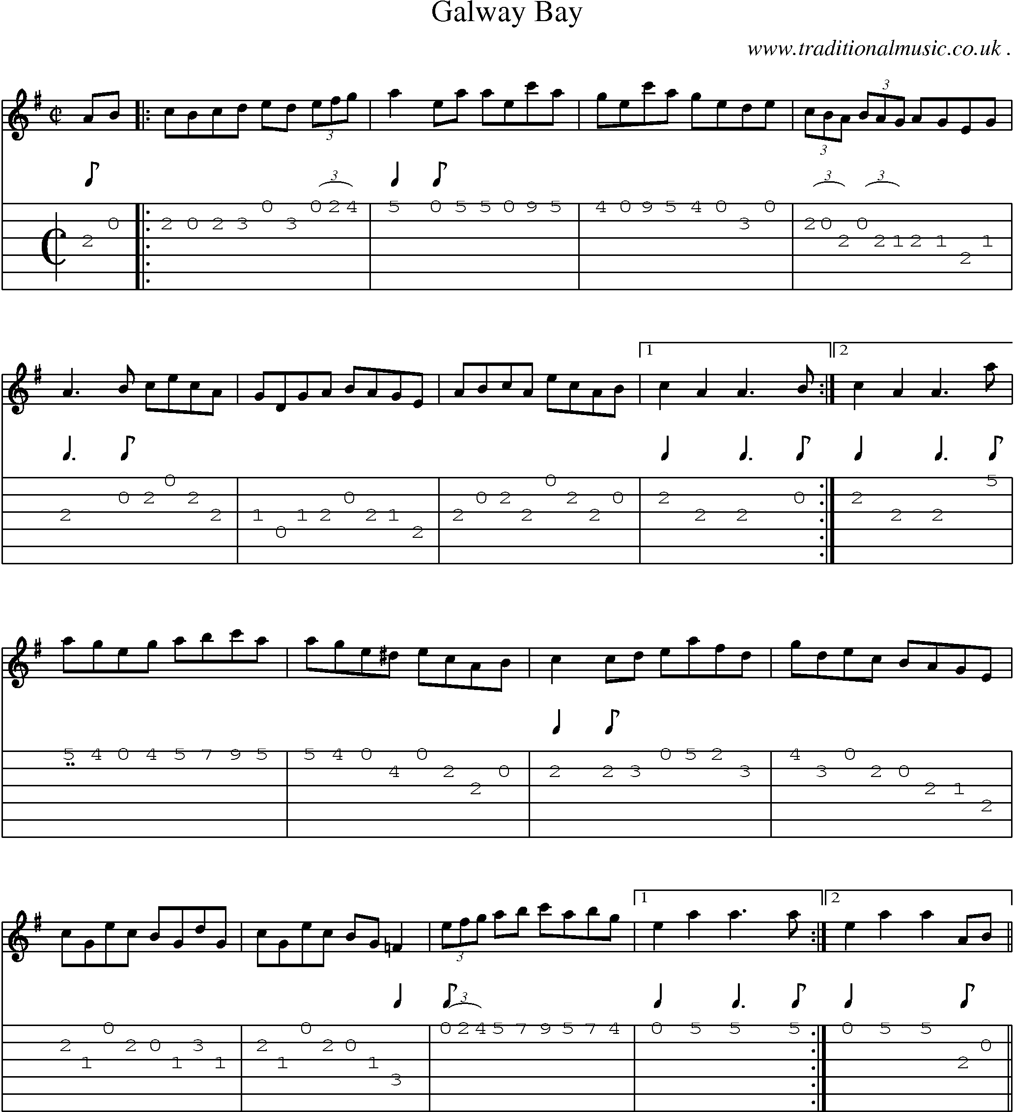 Sheet-Music and Guitar Tabs for Galway Bay