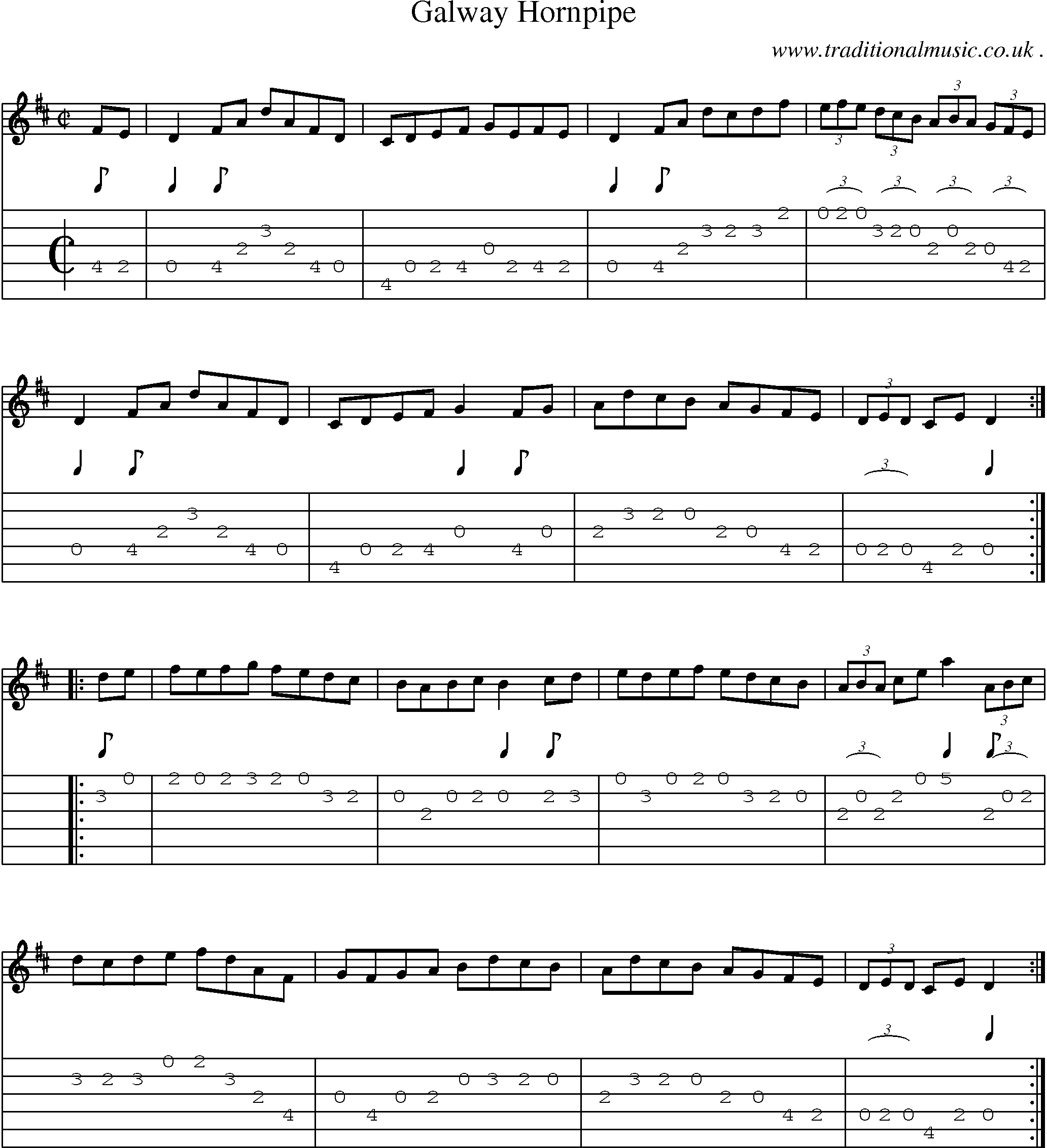 Sheet-Music and Guitar Tabs for Galway Hornpipe