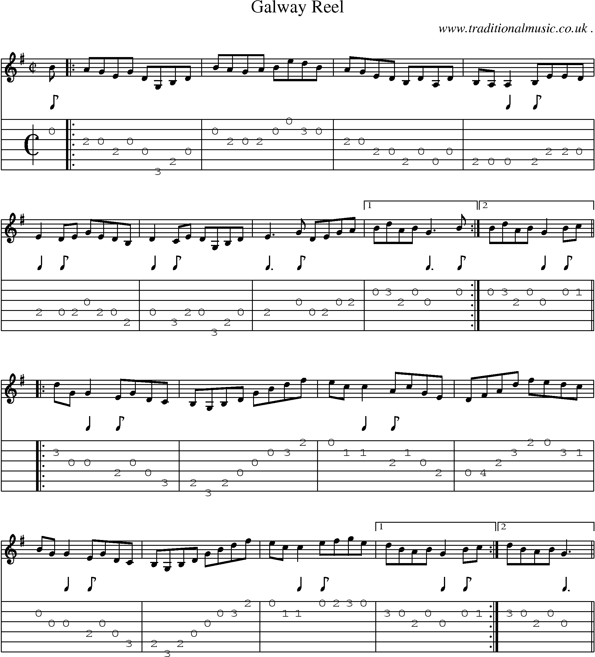 Sheet-Music and Guitar Tabs for Galway Reel