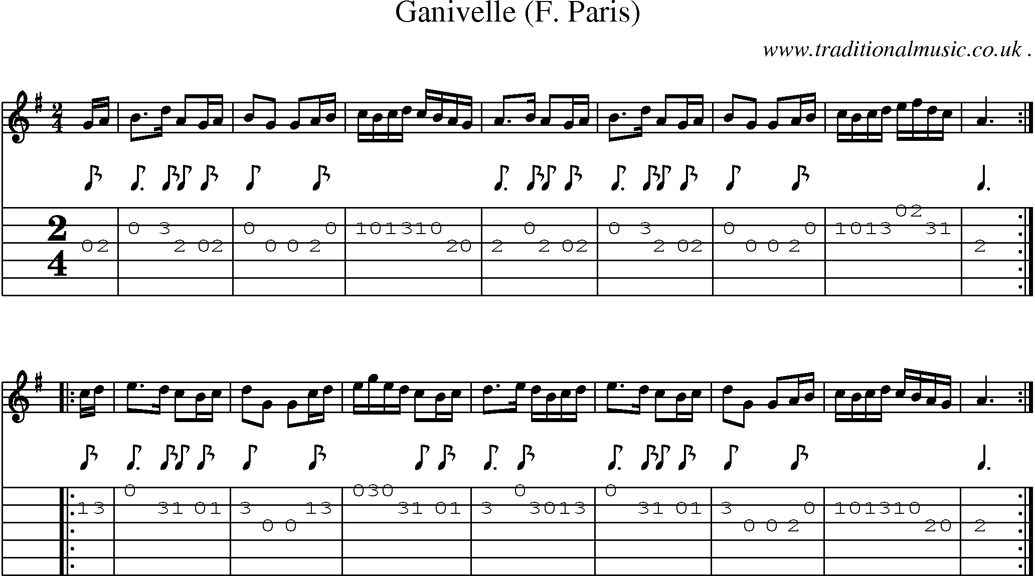 Sheet-Music and Guitar Tabs for Ganivelle (f Paris)