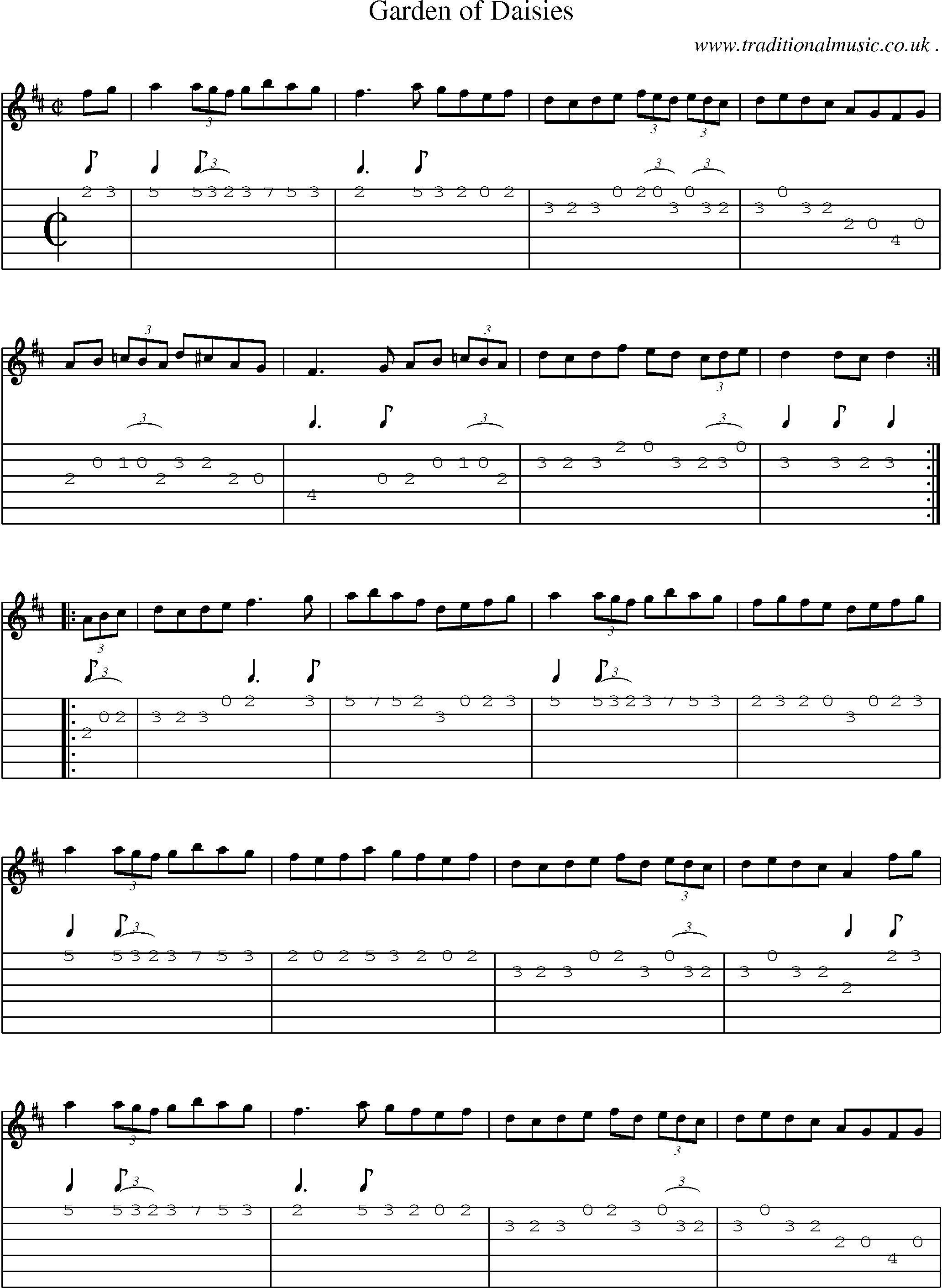 Sheet-Music and Guitar Tabs for Garden Of Daisies
