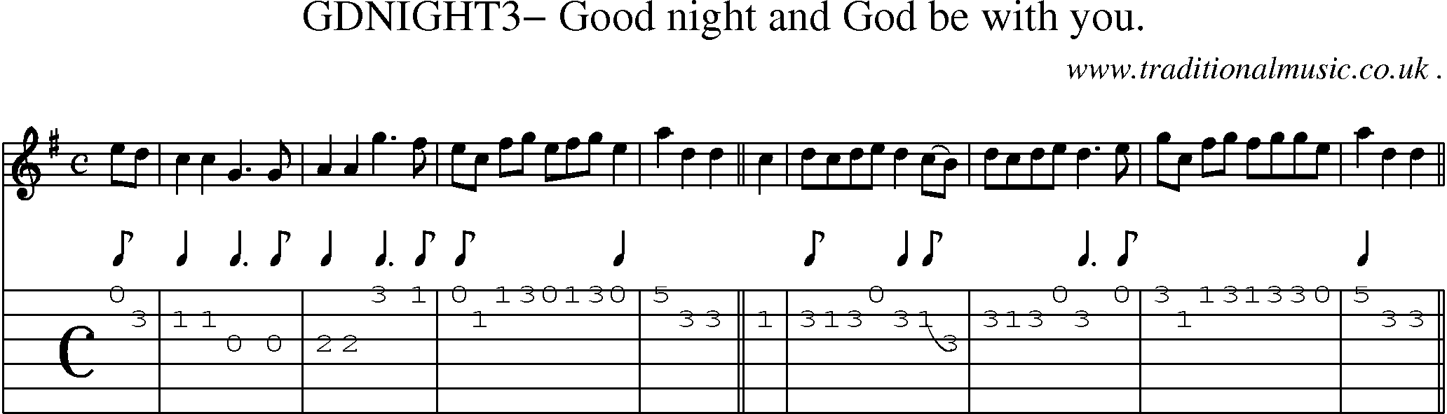 Sheet-Music and Guitar Tabs for Gdnight3 Good Night And God Be With You