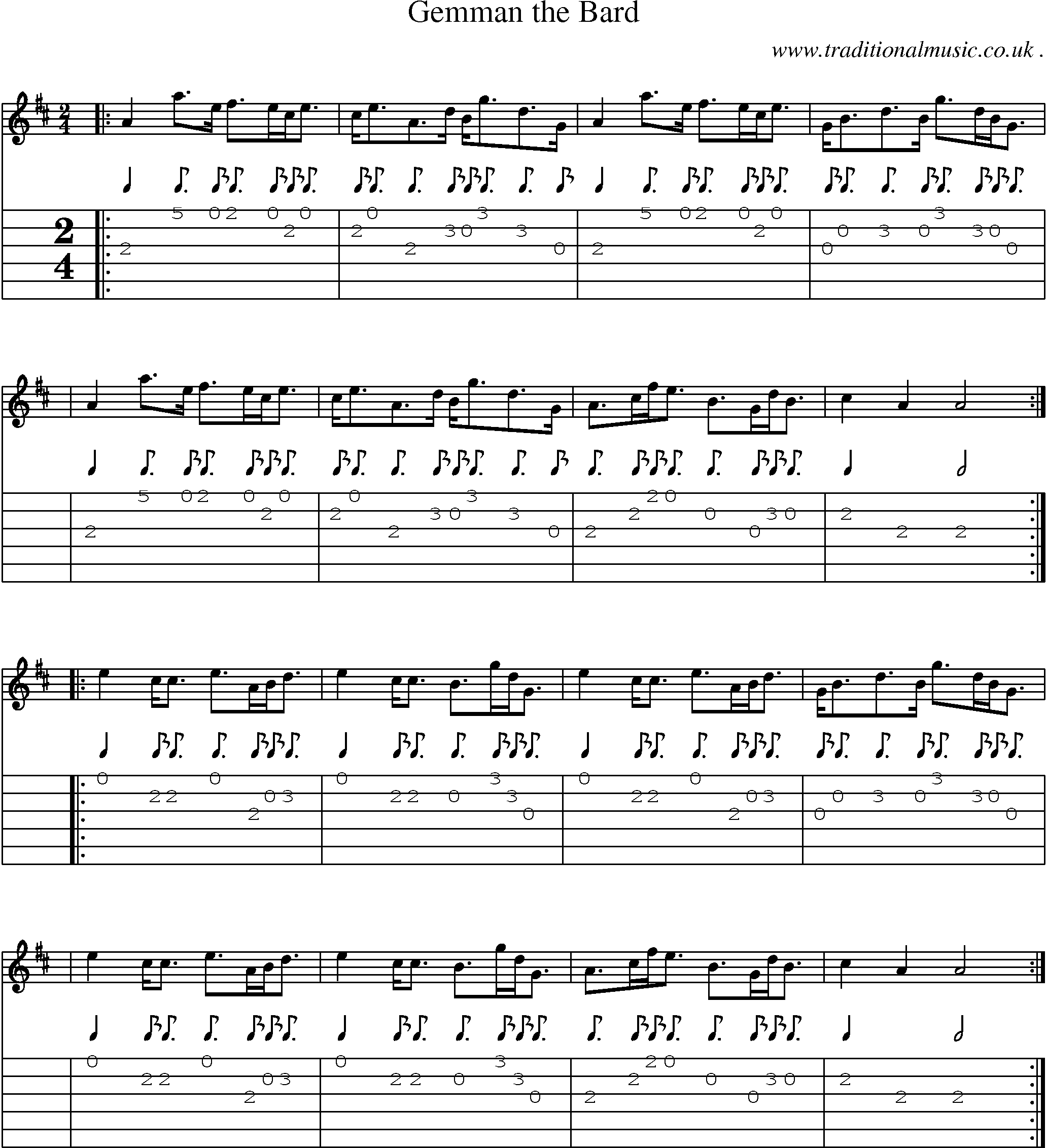 Sheet-Music and Guitar Tabs for Gemman The Bard