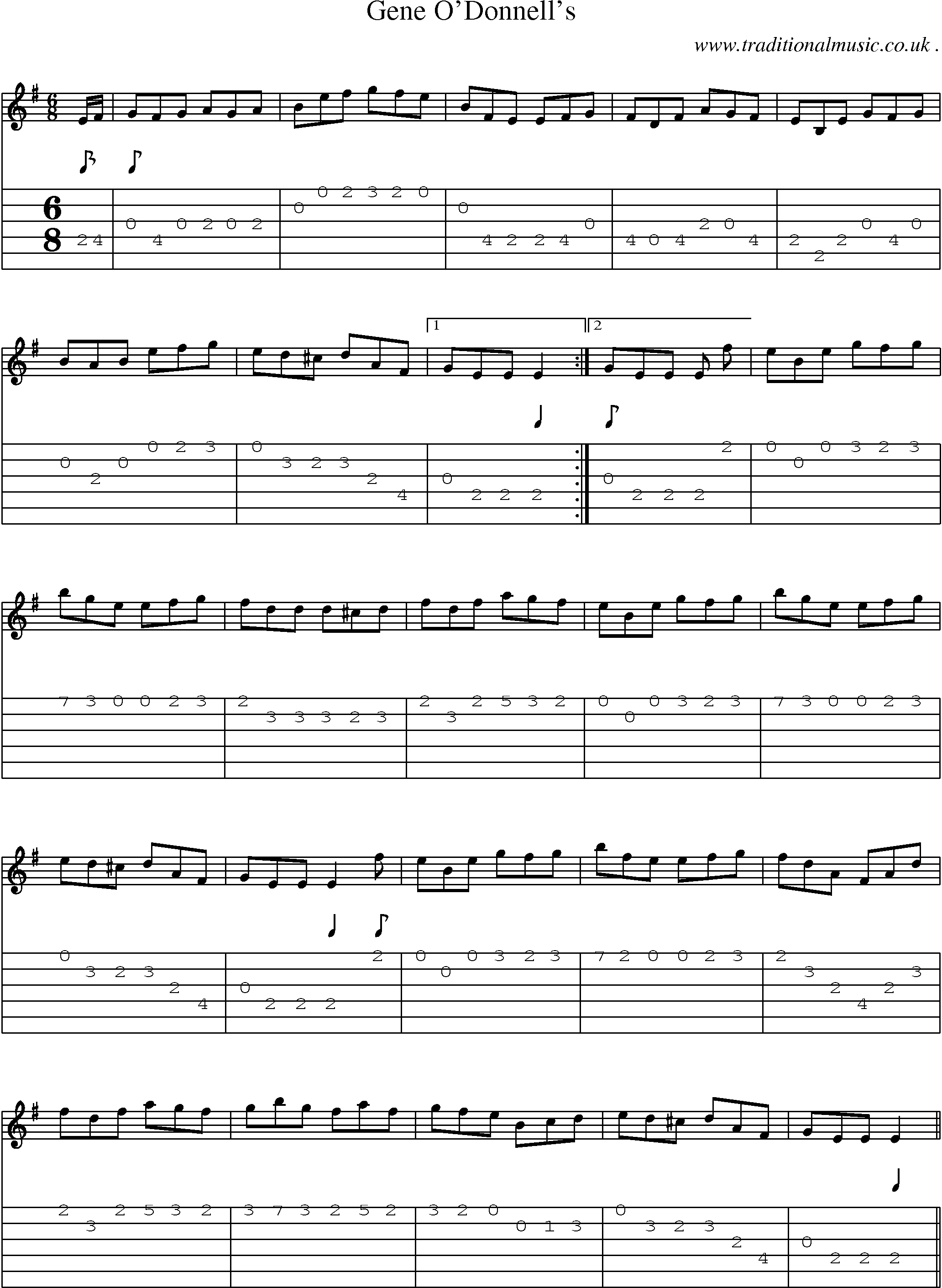 Sheet-Music and Guitar Tabs for Gene Odonnells