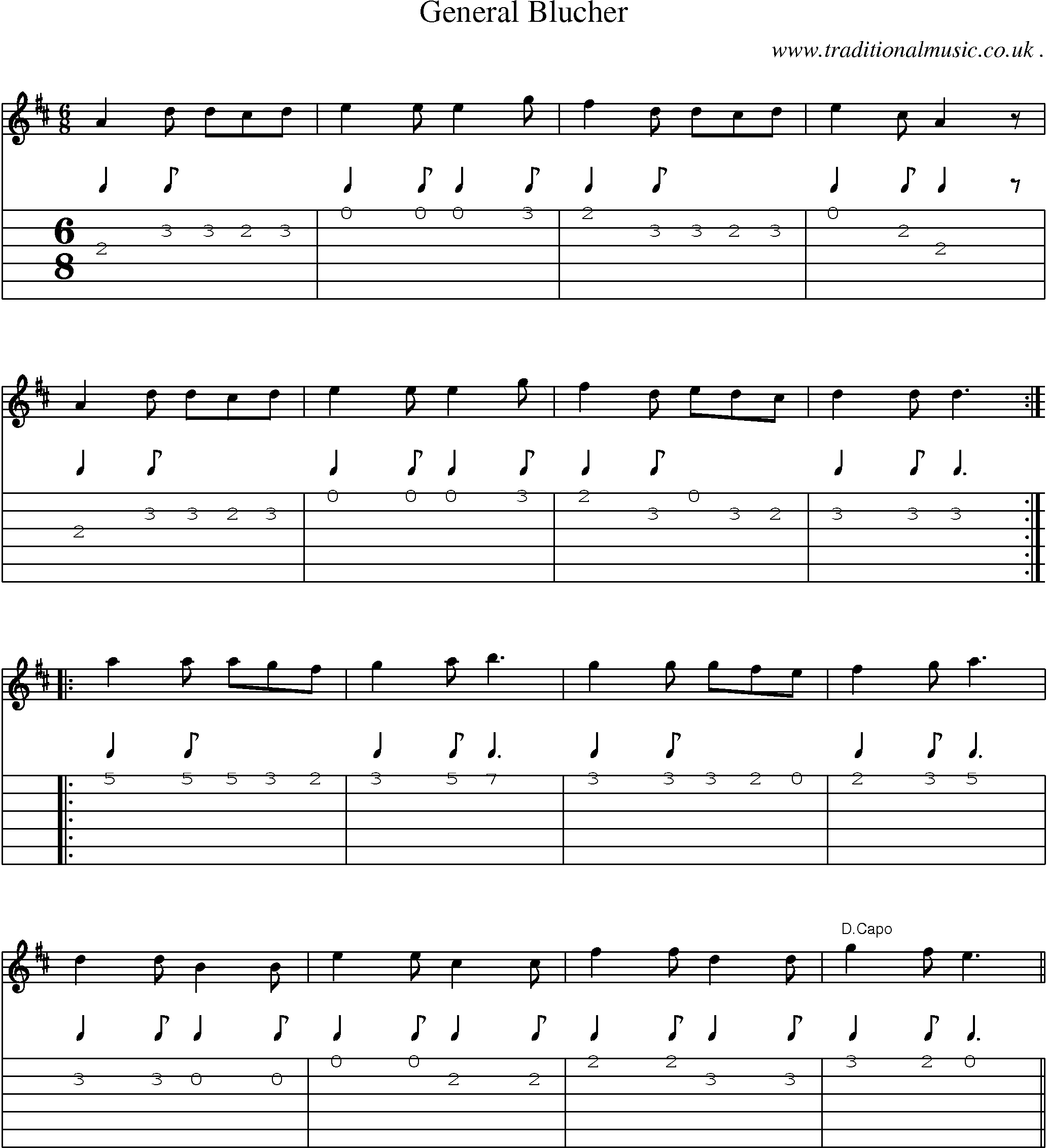 Sheet-Music and Guitar Tabs for General Blucher
