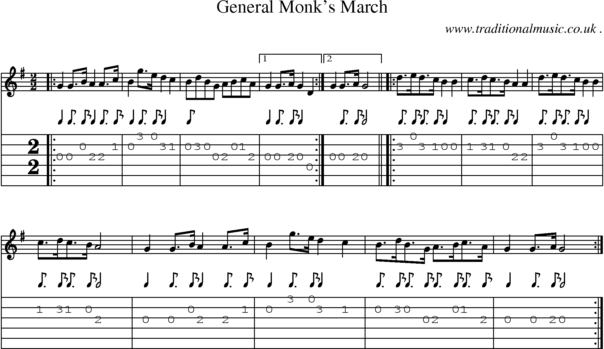 Sheet-Music and Guitar Tabs for General Monks March