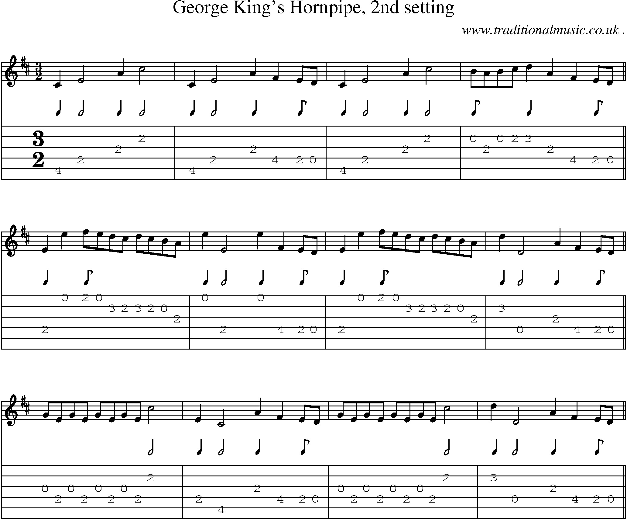 Sheet-Music and Guitar Tabs for George Kings Hornpipe 2nd Setting