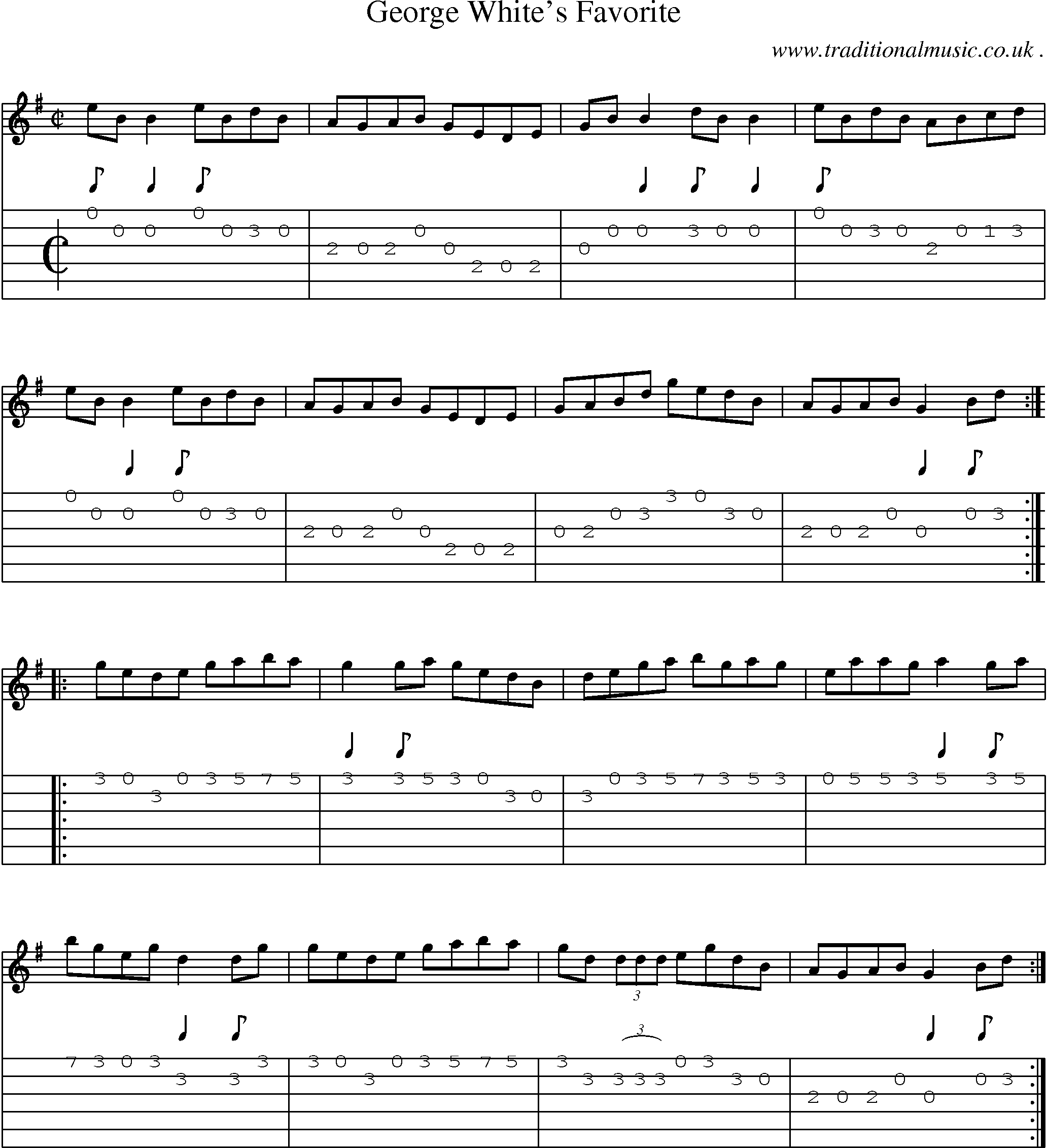 Sheet-Music and Guitar Tabs for George Whites Favorite