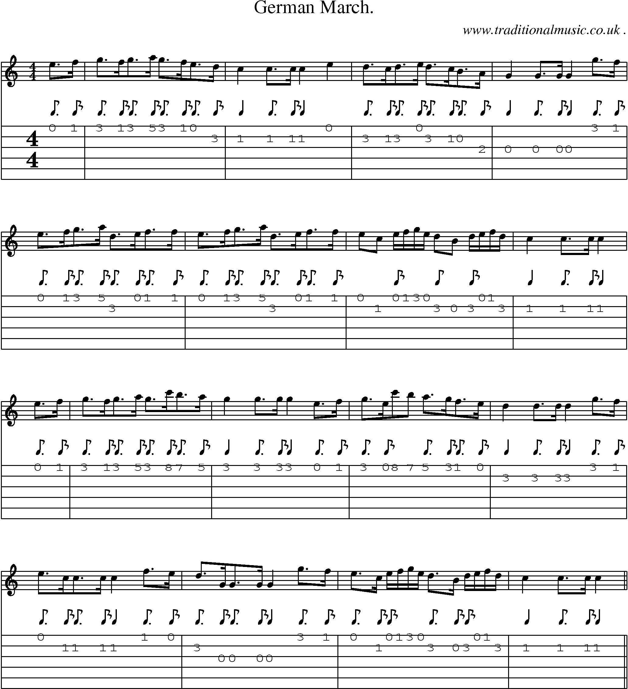 Sheet-Music and Guitar Tabs for German March
