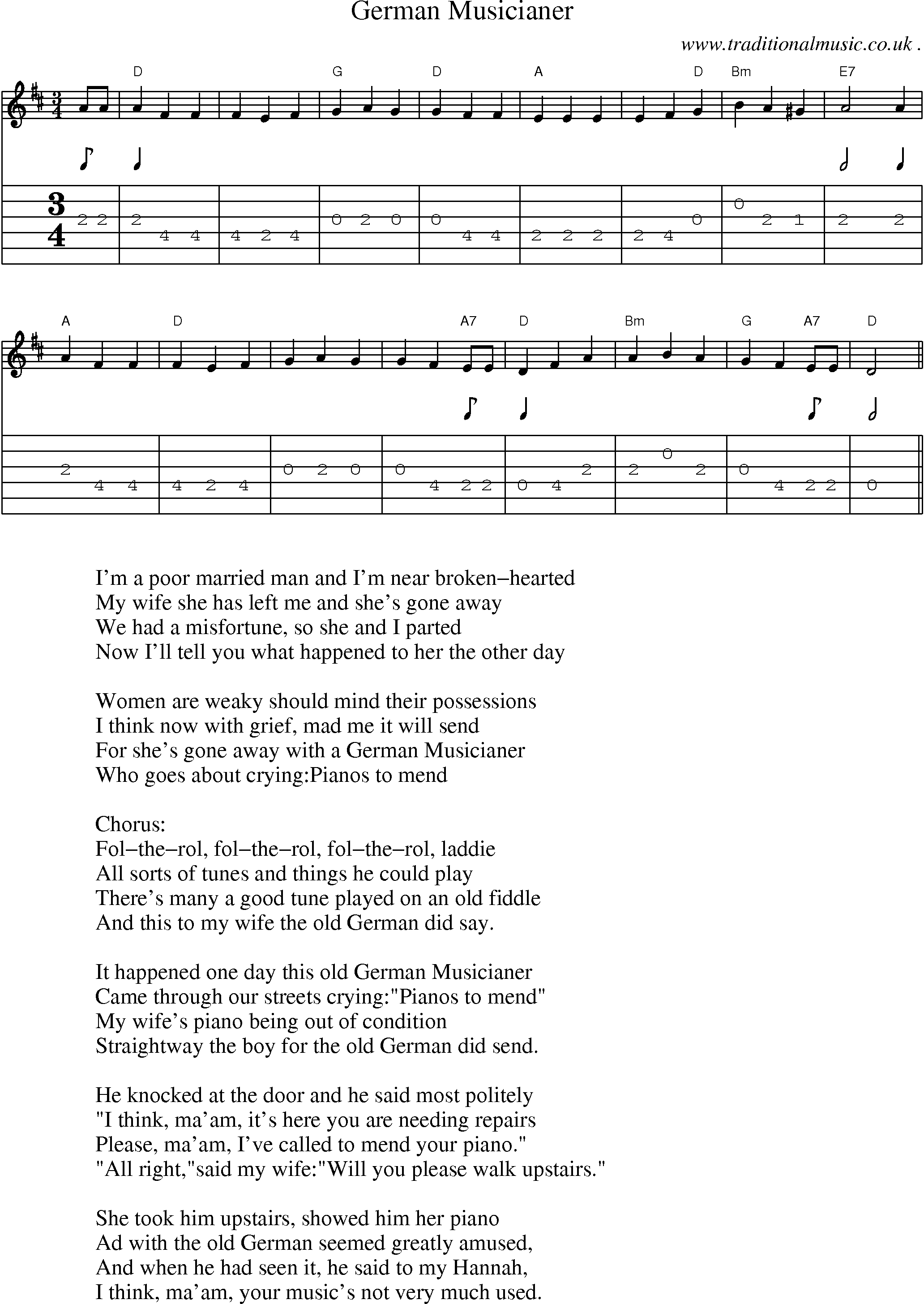 Sheet-Music and Guitar Tabs for German Musicianer
