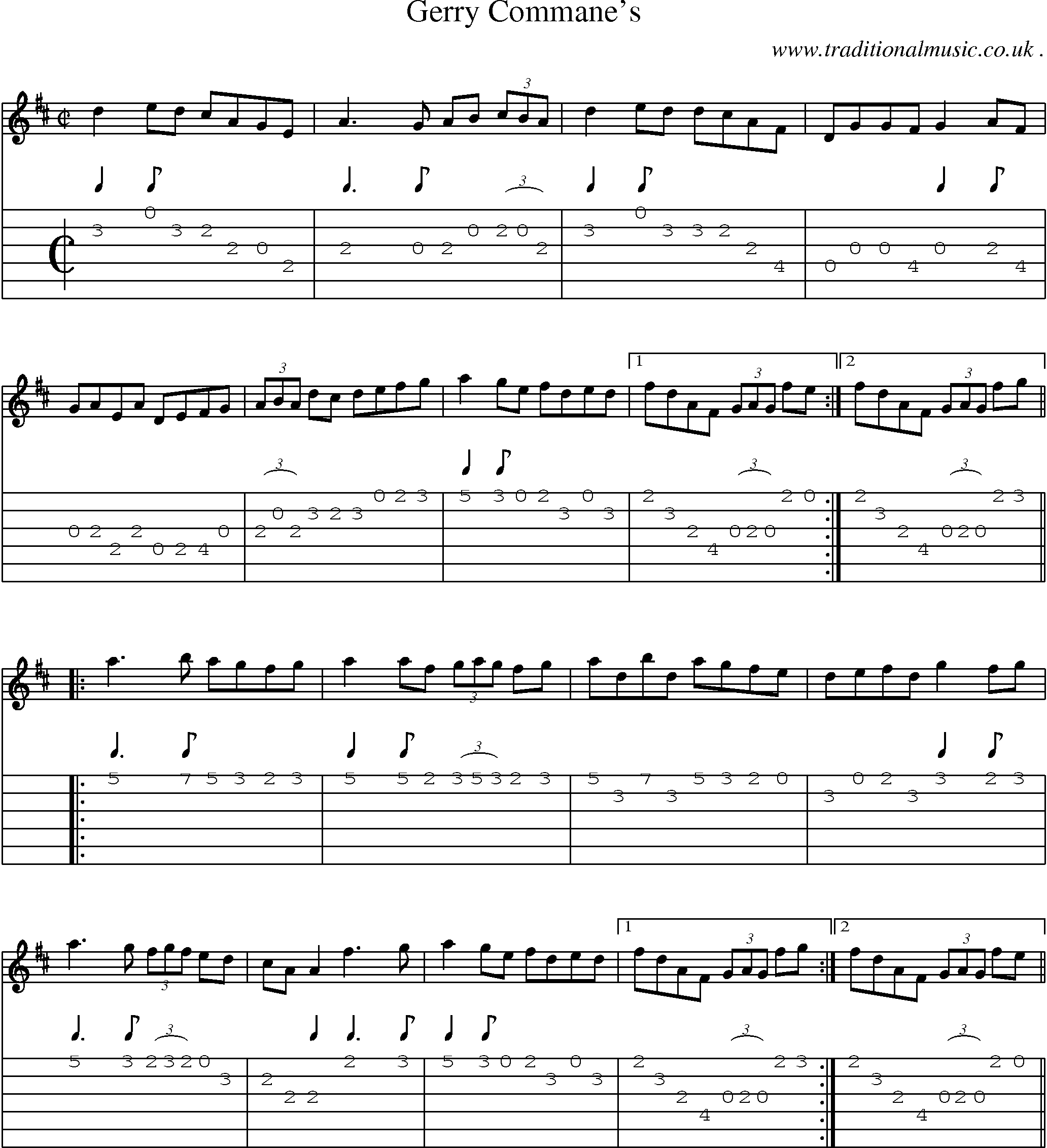 Sheet-Music and Guitar Tabs for Gerry Commanes