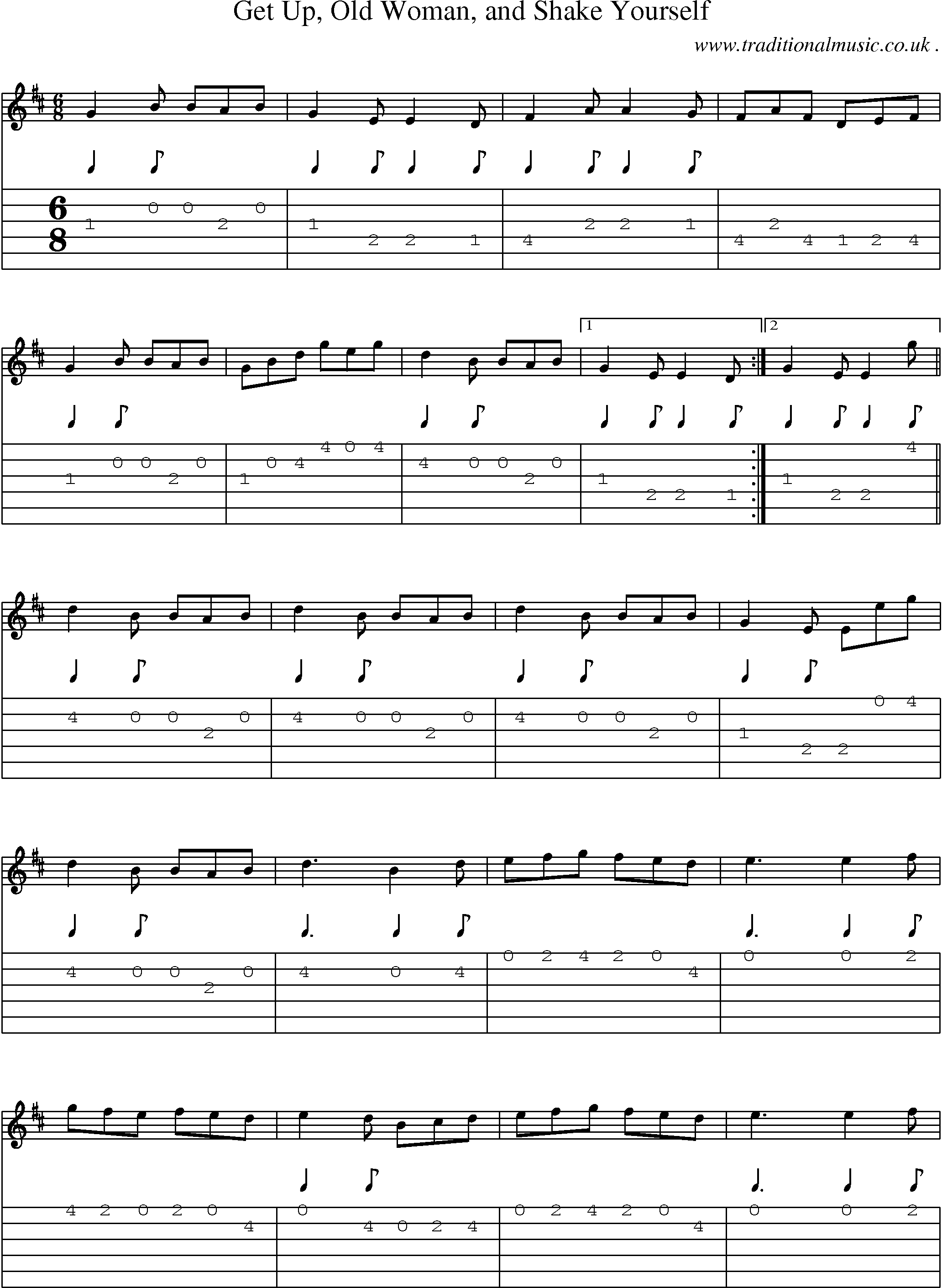 Sheet-Music and Guitar Tabs for Get Up Old Woman And Shake Yourself