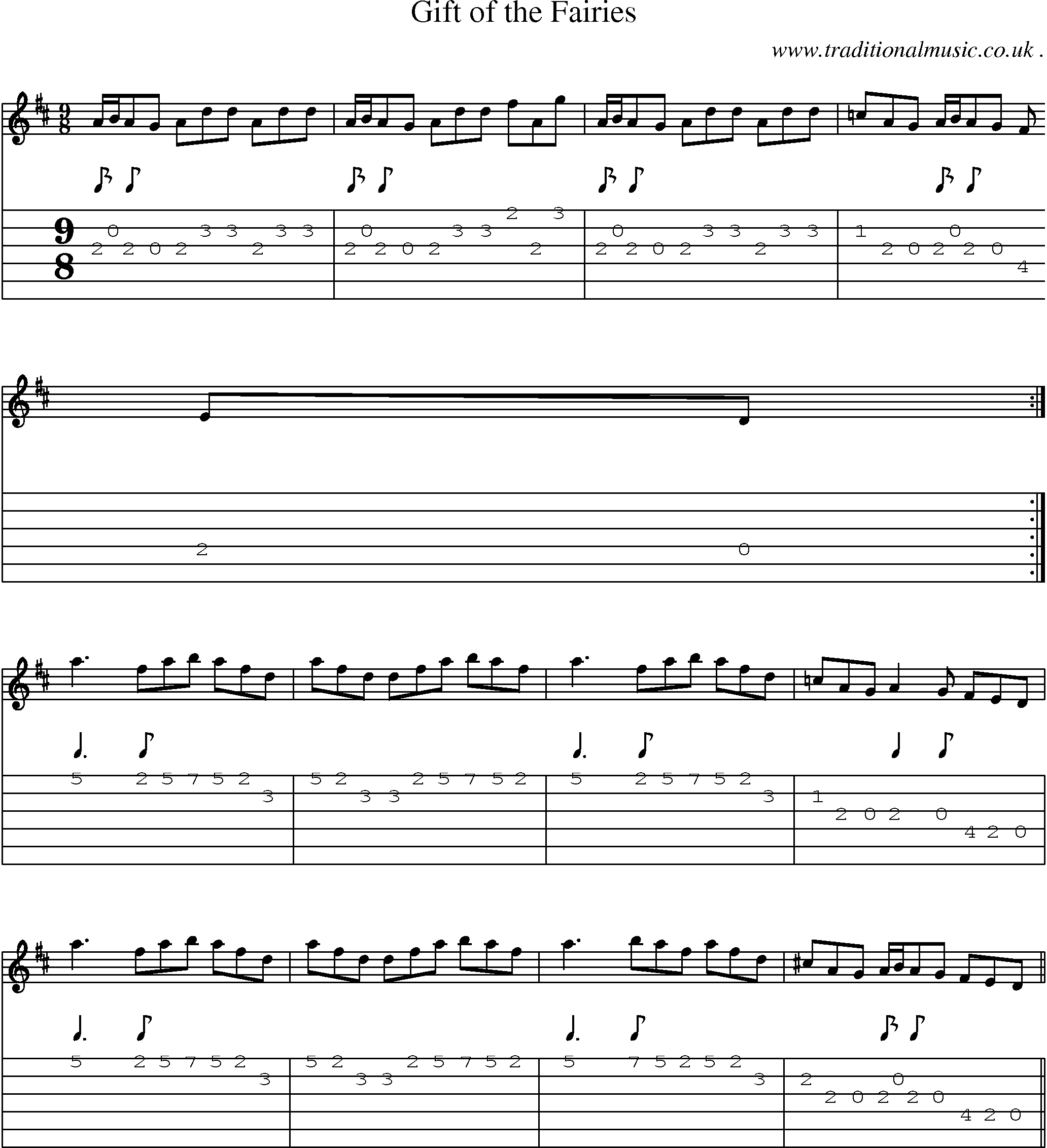 Sheet-Music and Guitar Tabs for Gift Of The Fairies