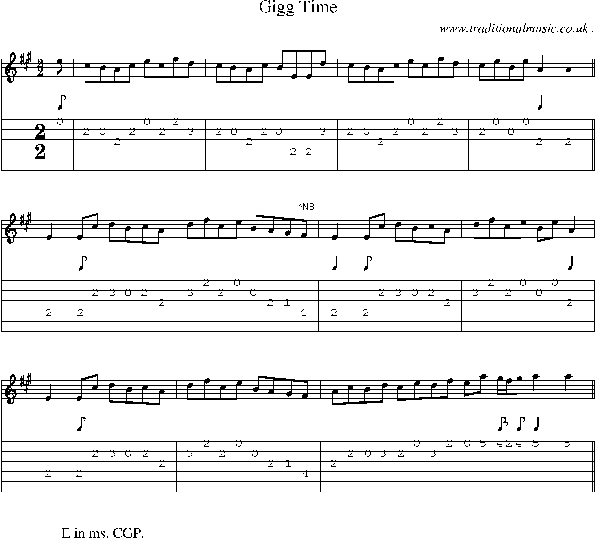 Sheet-Music and Guitar Tabs for Gigg Time