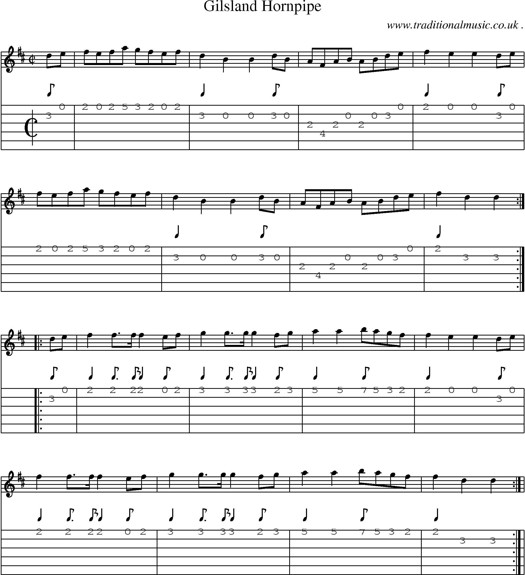Sheet-Music and Guitar Tabs for Gilsland Hornpipe 