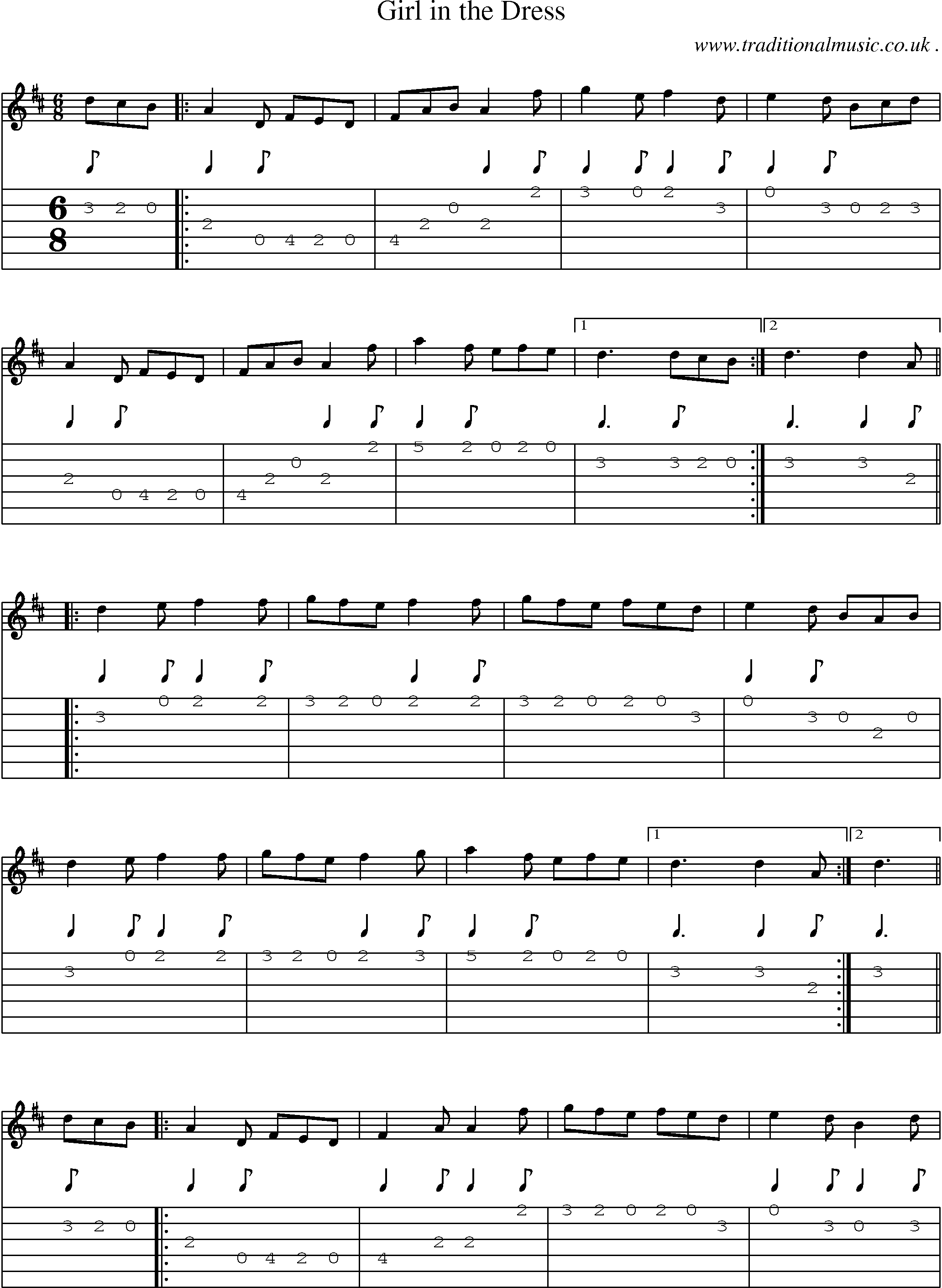 Sheet-Music and Guitar Tabs for Girl In The Dress