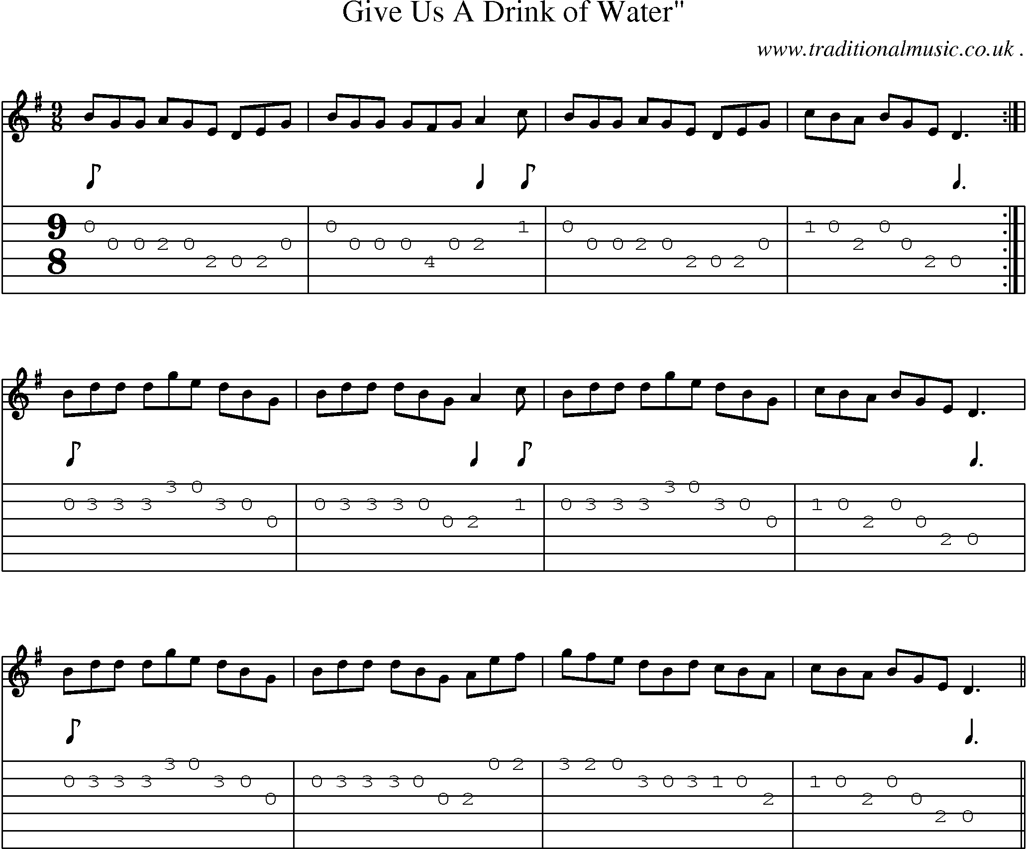 Sheet-Music and Guitar Tabs for Give Us A Drink Of Water