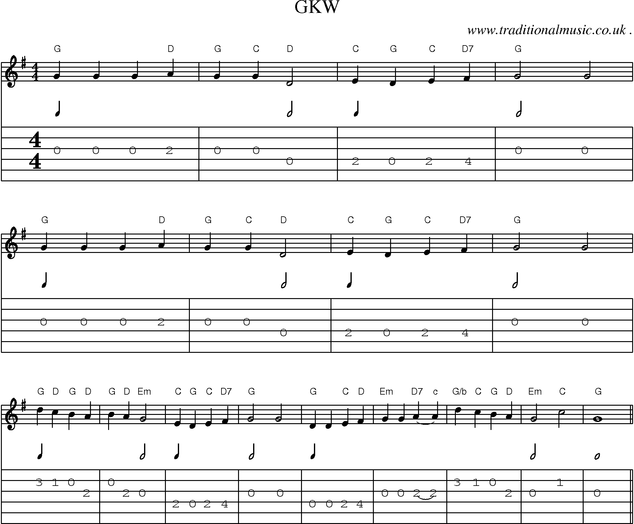 Sheet-Music and Guitar Tabs for Gkw