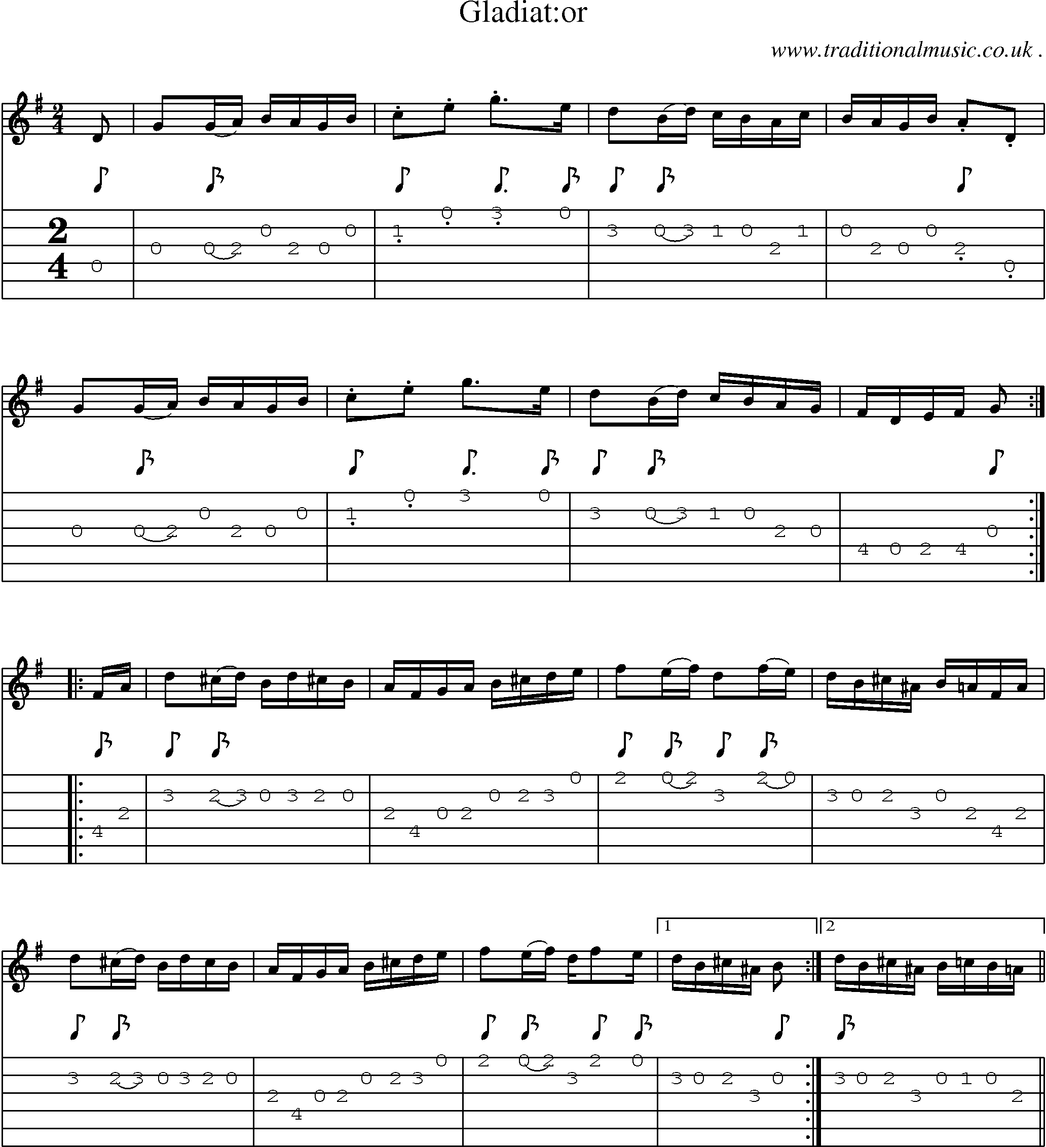 Sheet-Music and Guitar Tabs for Gladiator