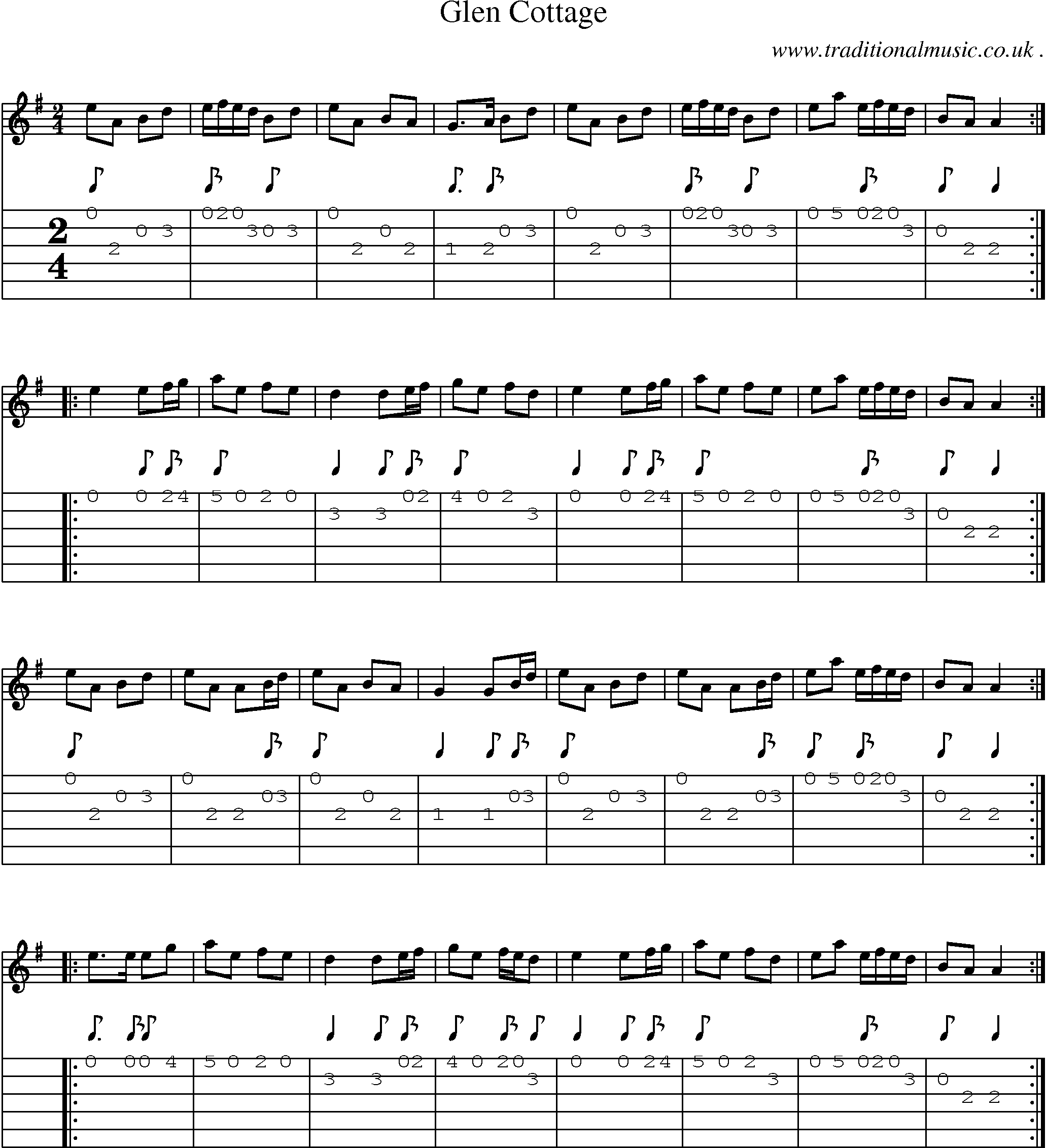 Sheet-Music and Guitar Tabs for Glen Cottage