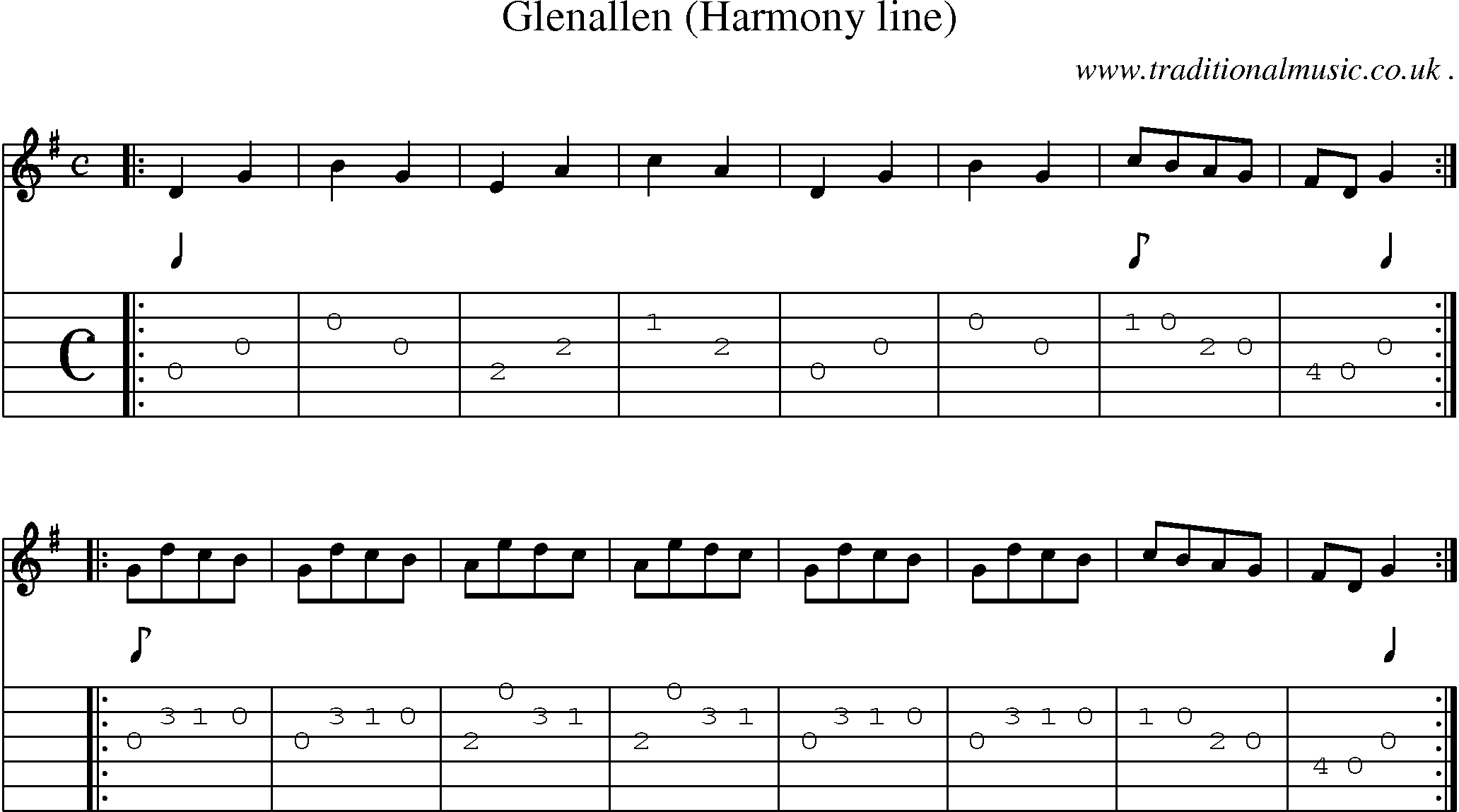 Sheet-Music and Guitar Tabs for Glenallen (harmony Line)