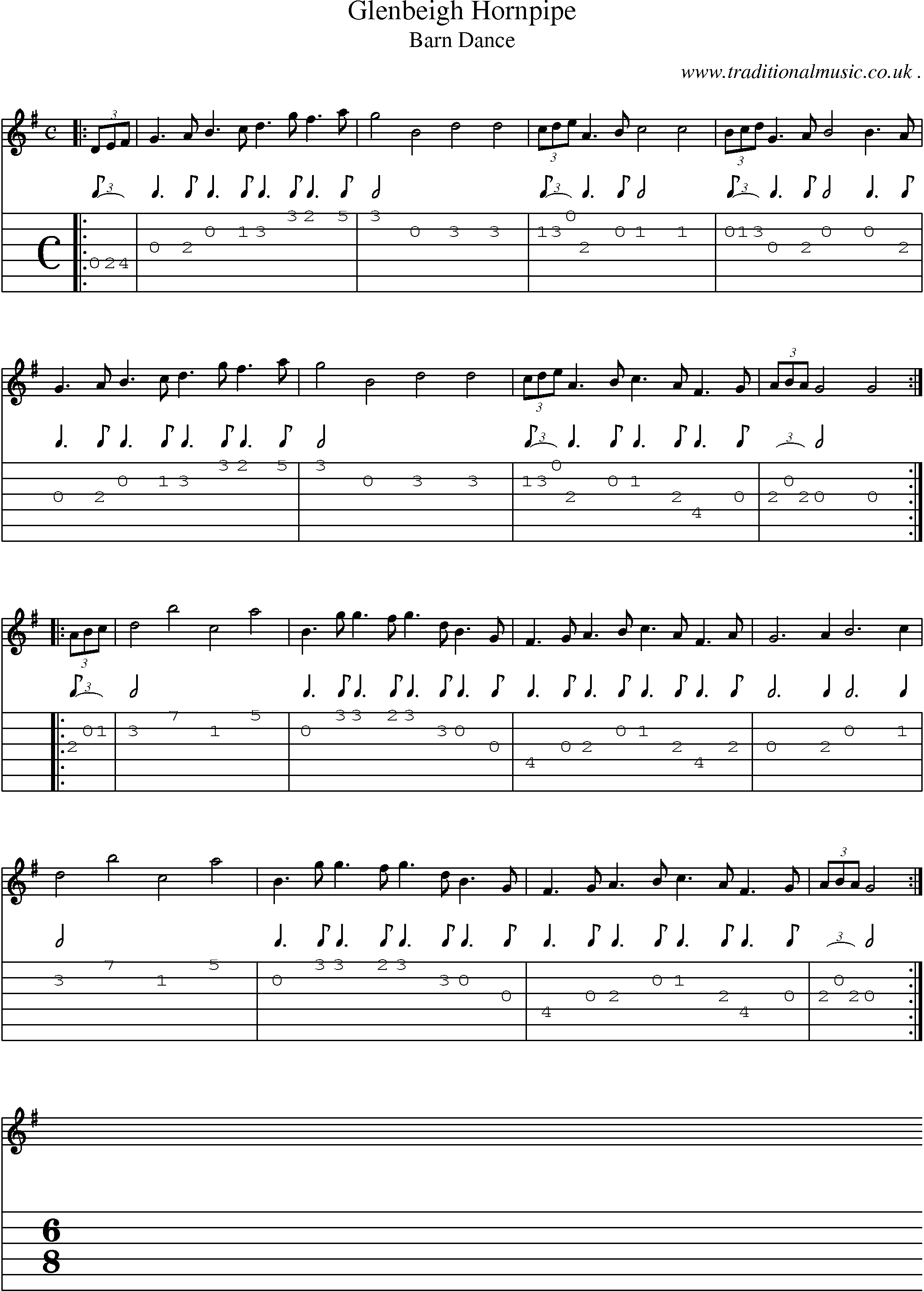 Sheet-Music and Guitar Tabs for Glenbeigh Hornpipe