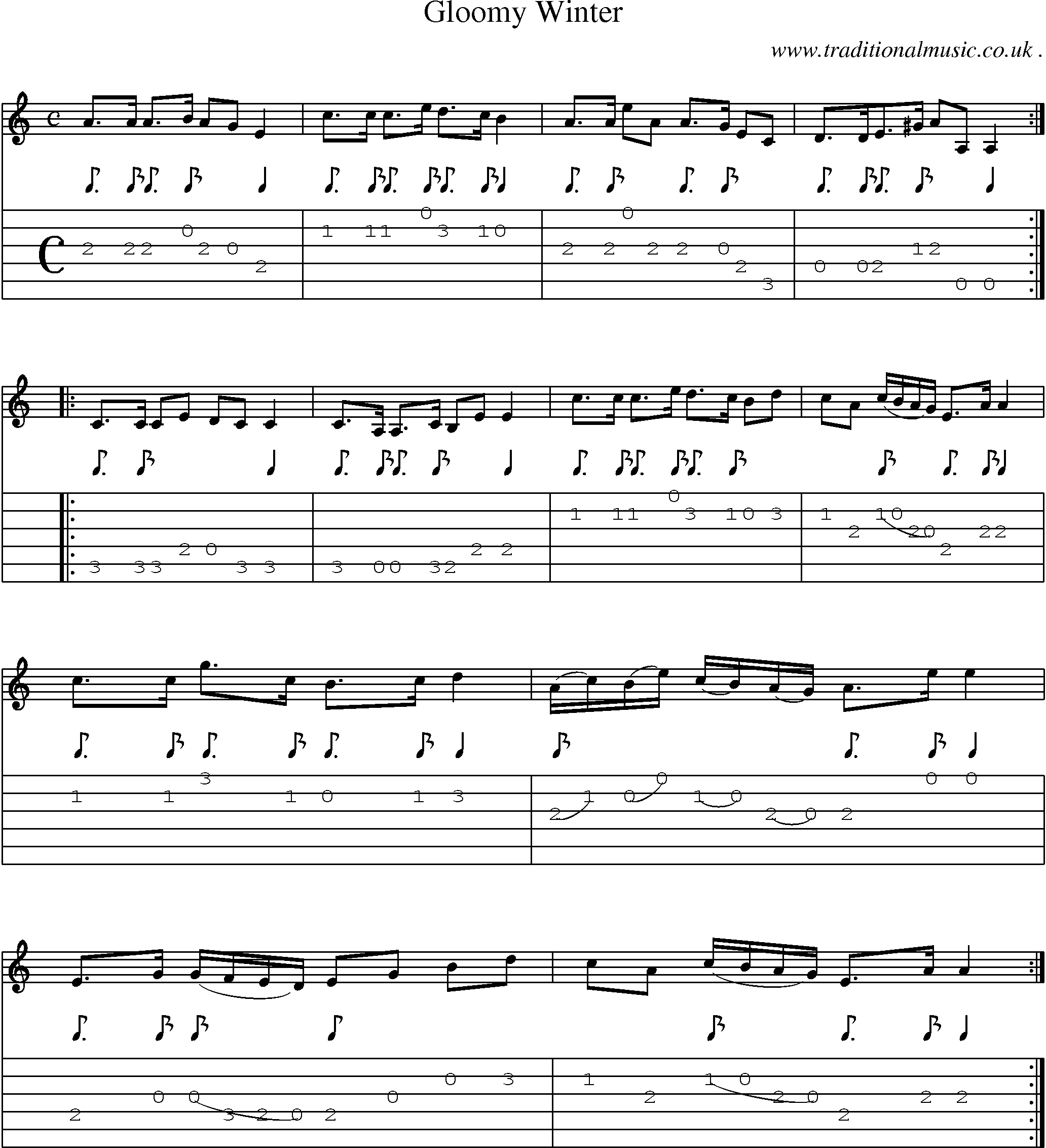 Sheet-Music and Guitar Tabs for Gloomy Winter