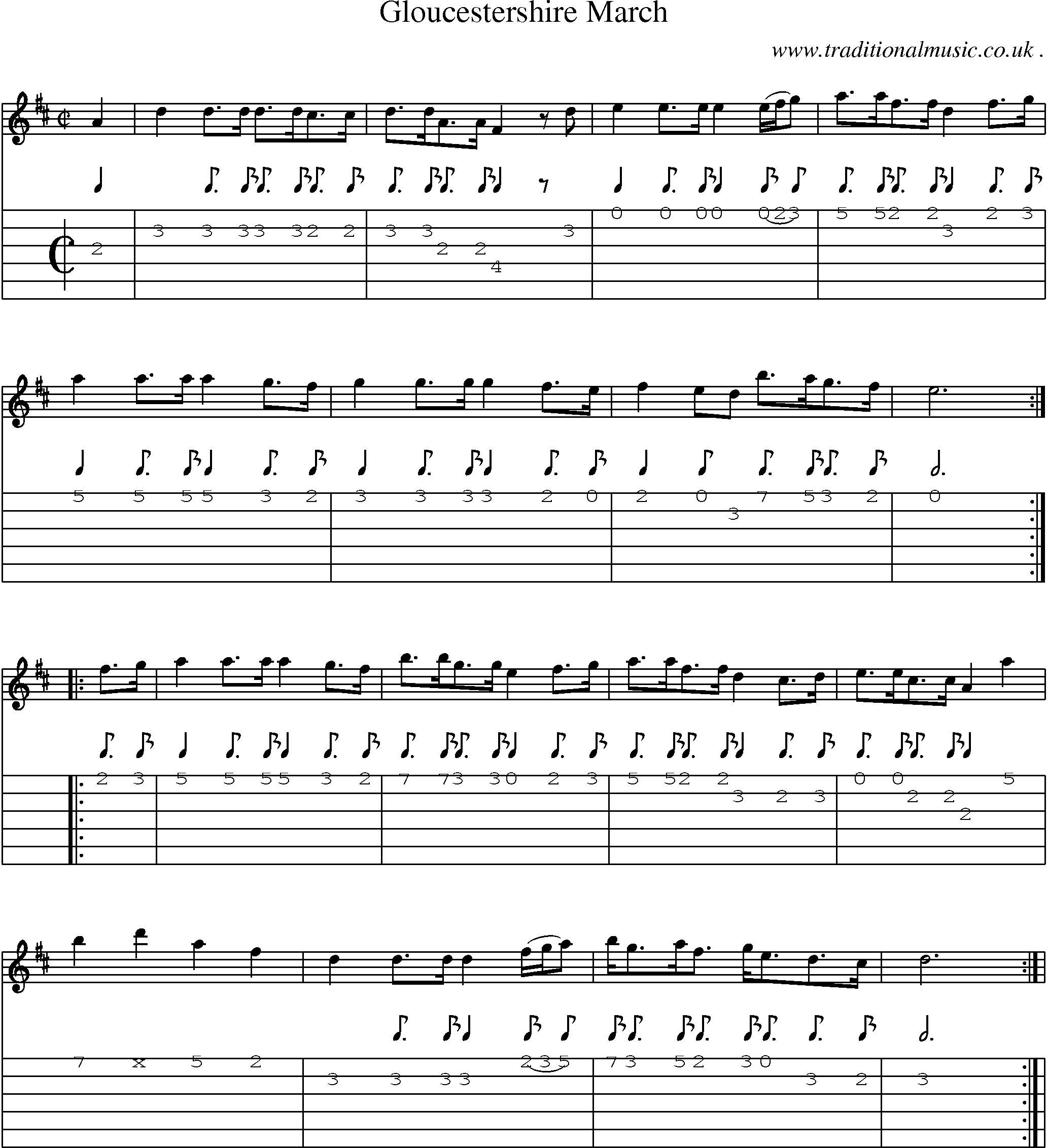 Sheet-Music and Guitar Tabs for Gloucestershire March