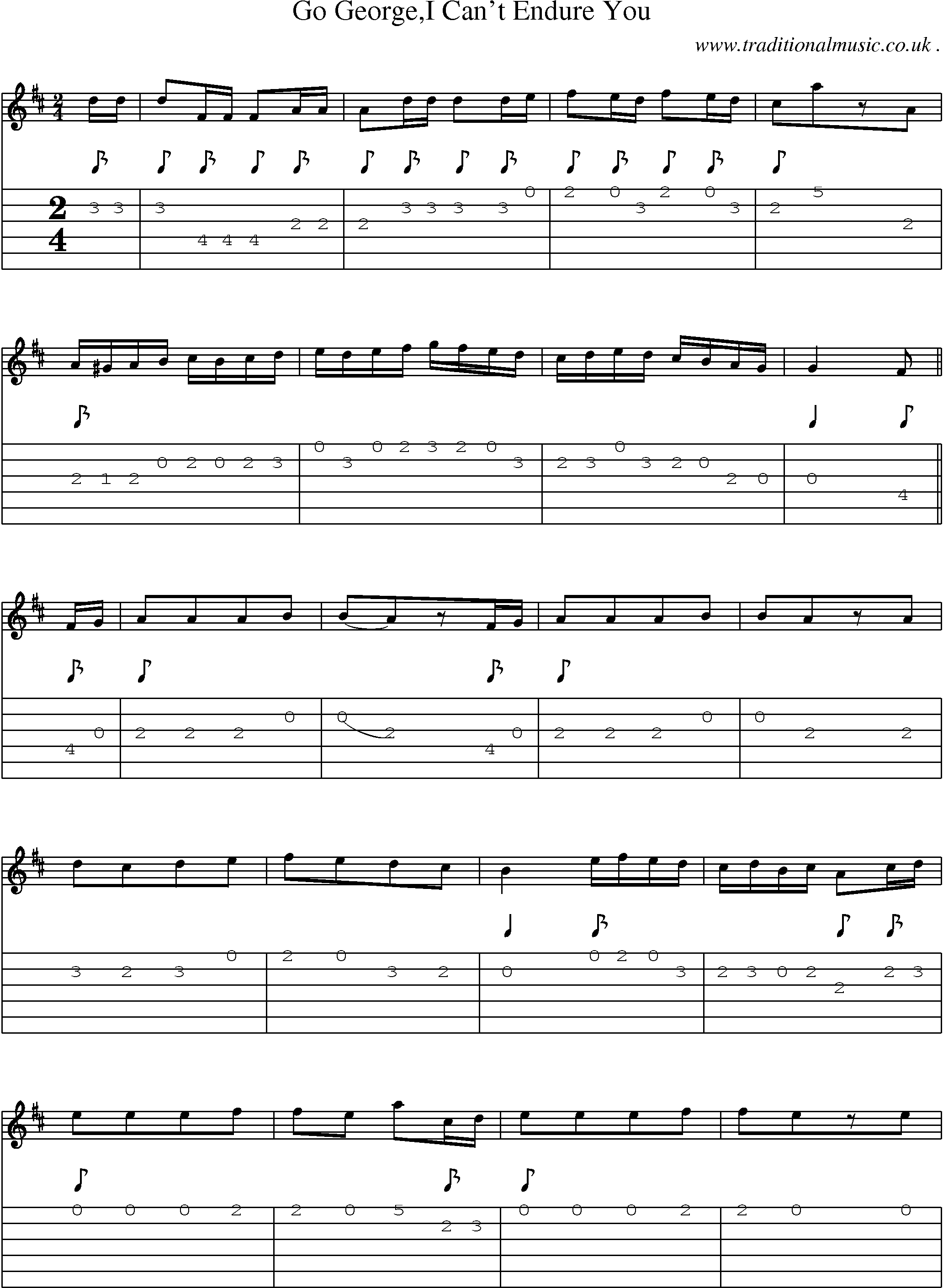 Sheet-Music and Guitar Tabs for Go Georgei Cant Endure You