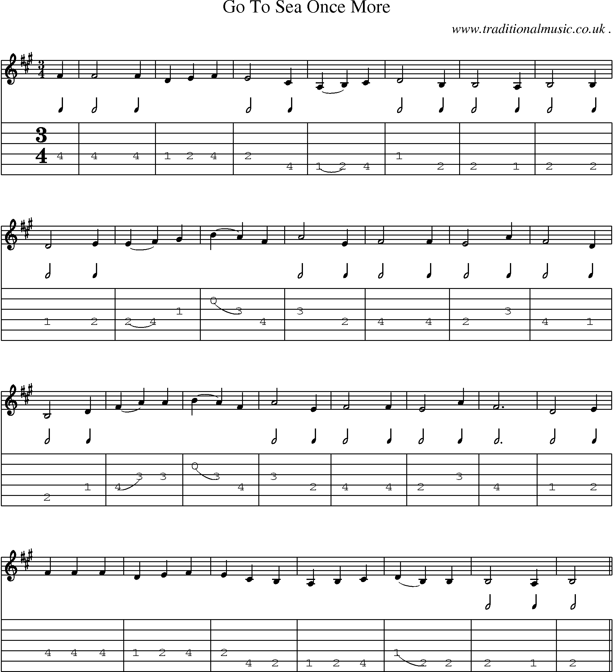 Sheet-Music and Guitar Tabs for Go To Sea Once More