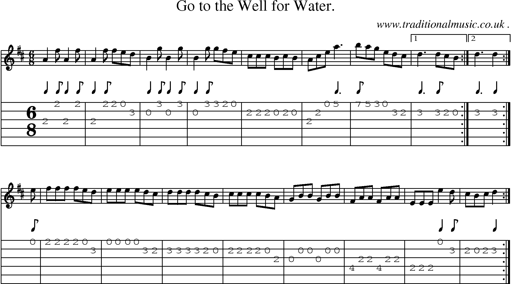 Sheet-Music and Guitar Tabs for Go To The Well For Water