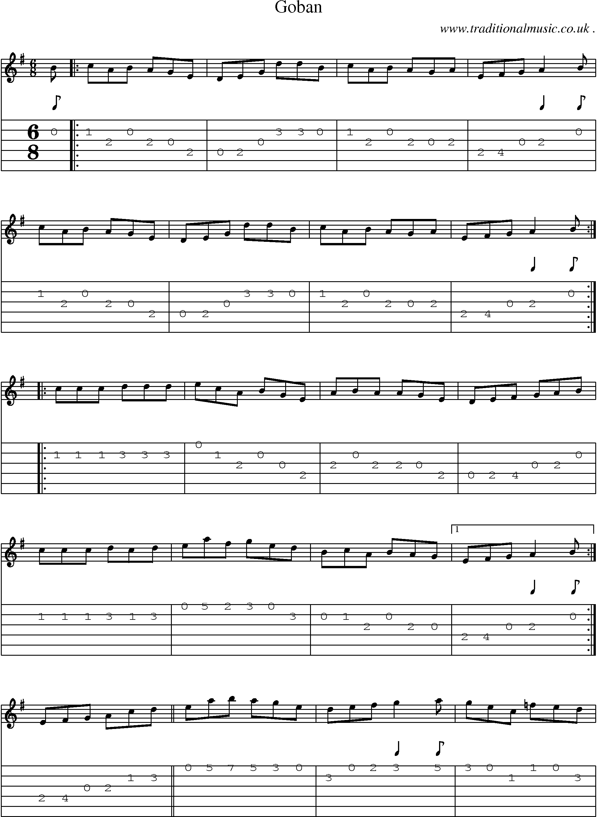 Sheet-Music and Guitar Tabs for Goban