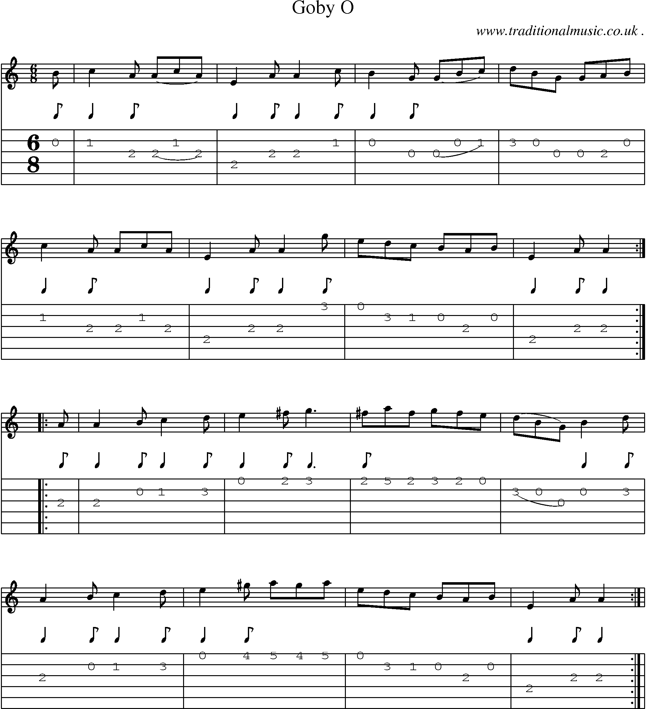 Sheet-Music and Guitar Tabs for Goby O