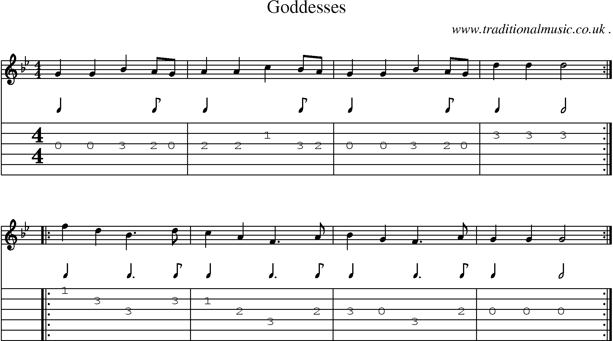 Sheet-Music and Guitar Tabs for Goddesses