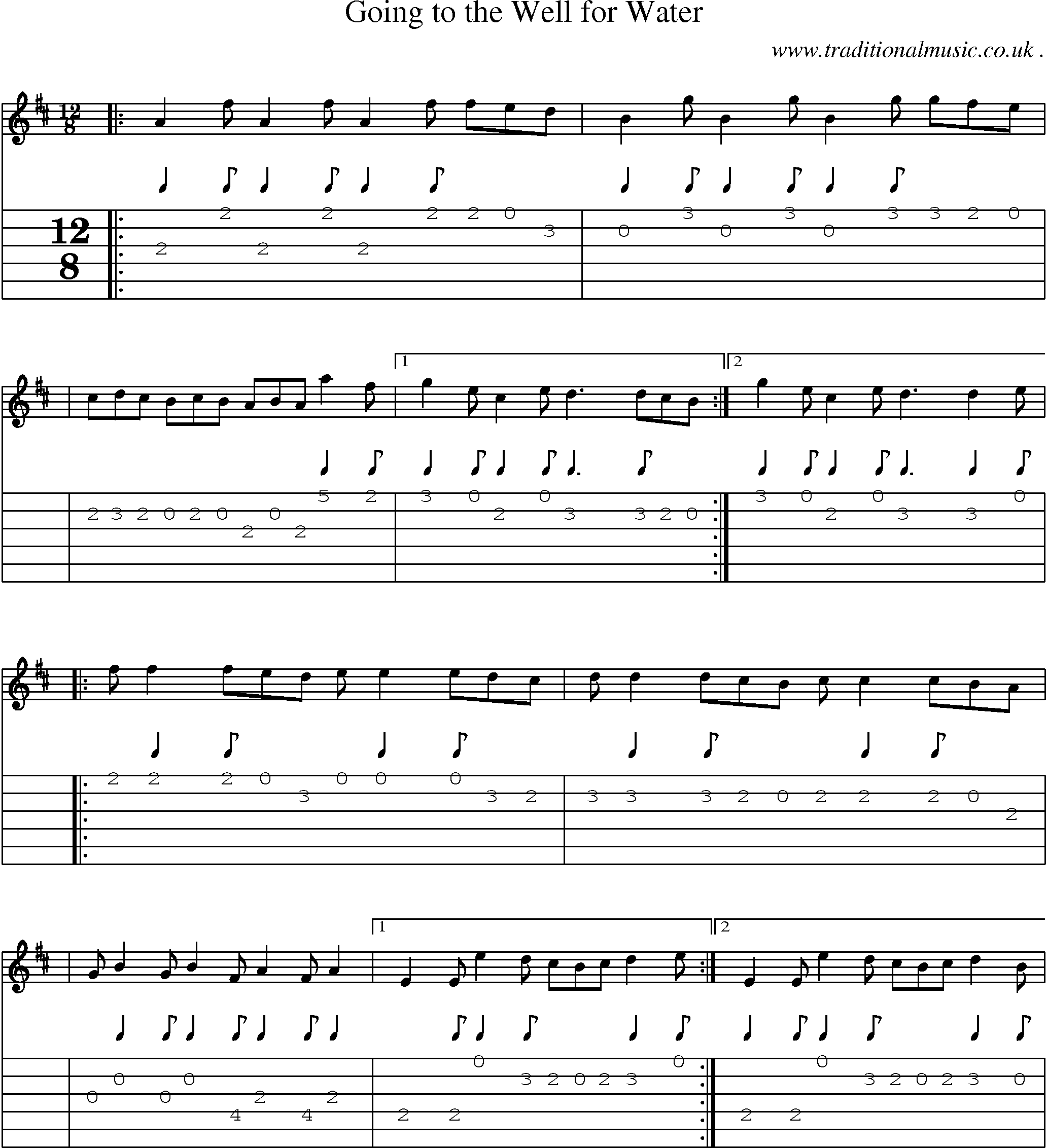 Sheet-Music and Guitar Tabs for Going To The Well For Water