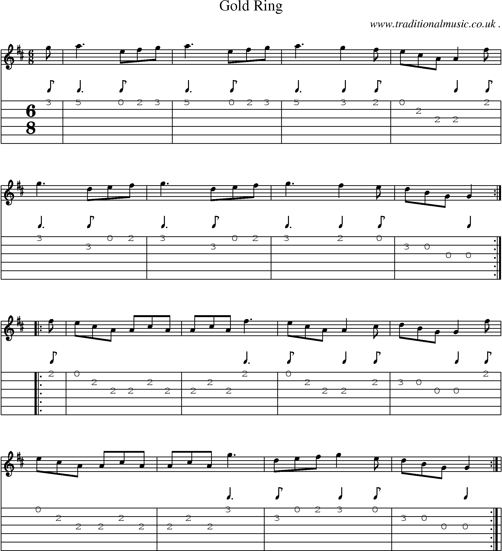 Sheet-Music and Guitar Tabs for Gold Ring