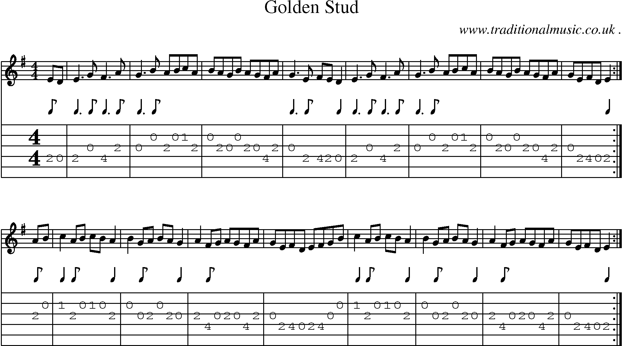 Sheet-Music and Guitar Tabs for Golden Stud