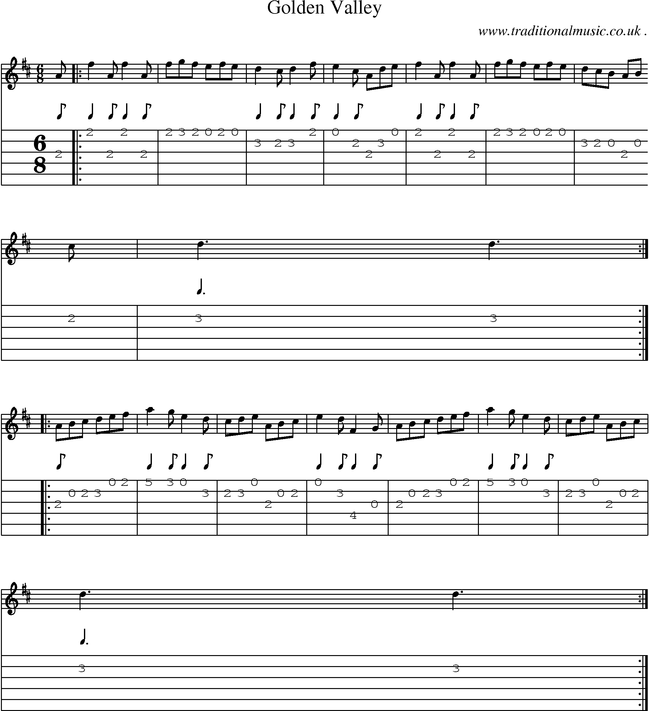 Sheet-Music and Guitar Tabs for Golden Valley