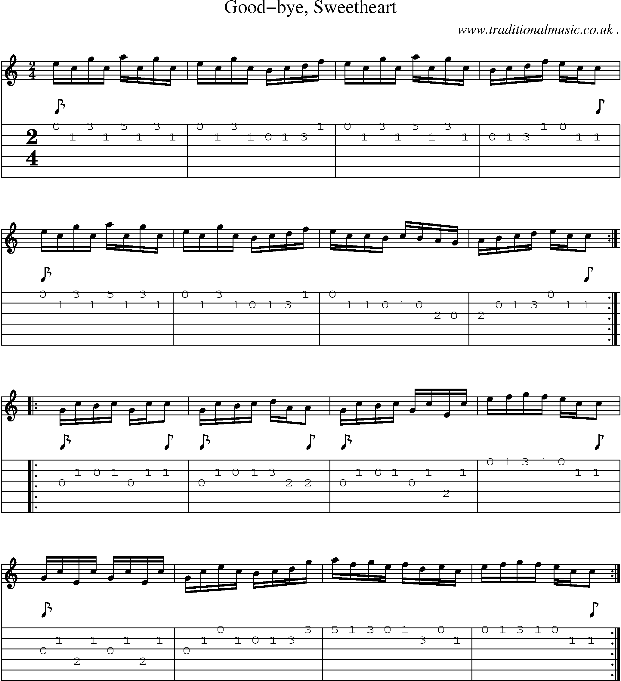Sheet-Music and Guitar Tabs for Good-bye Sweetheart