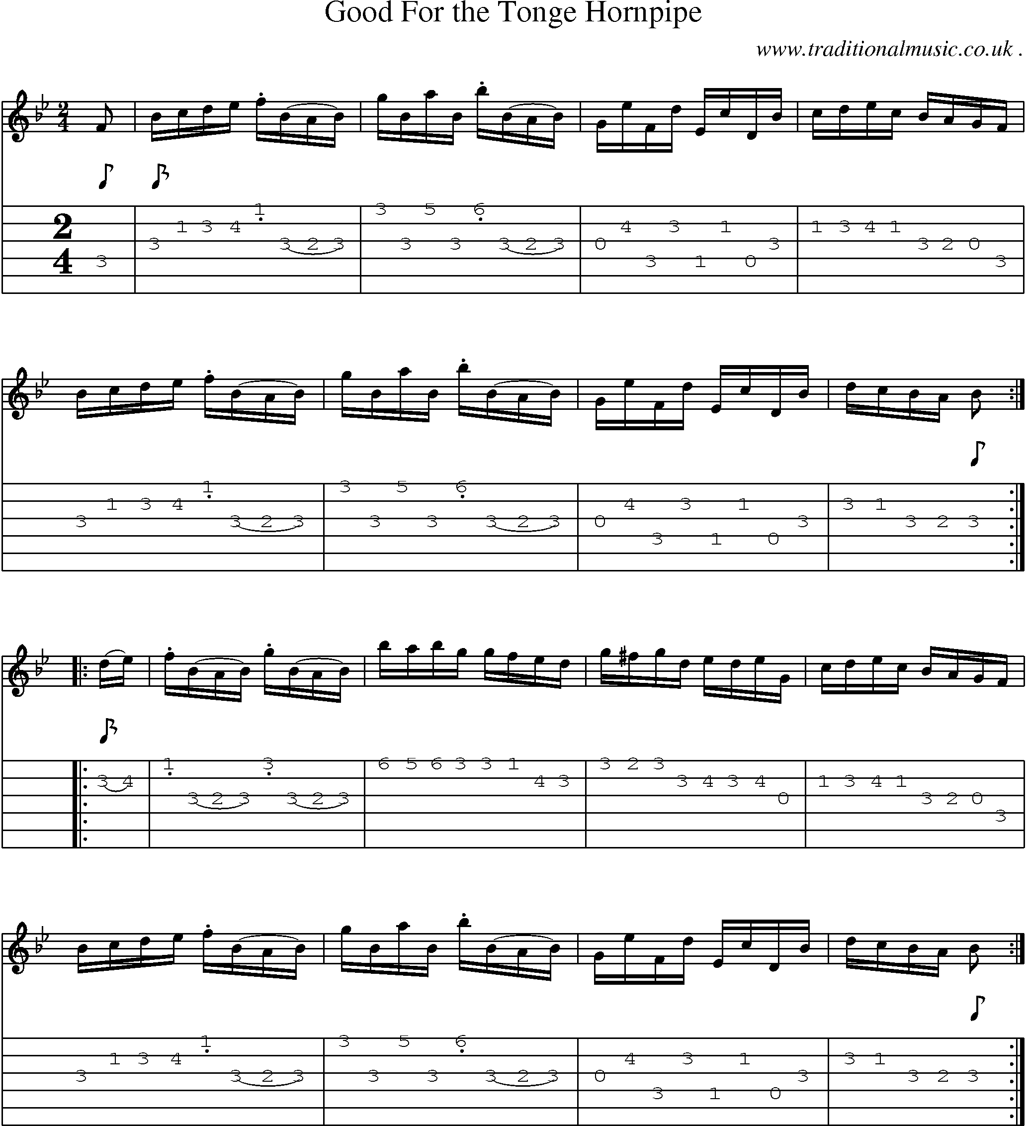 Sheet-Music and Guitar Tabs for Good For The Tonge Hornpipe