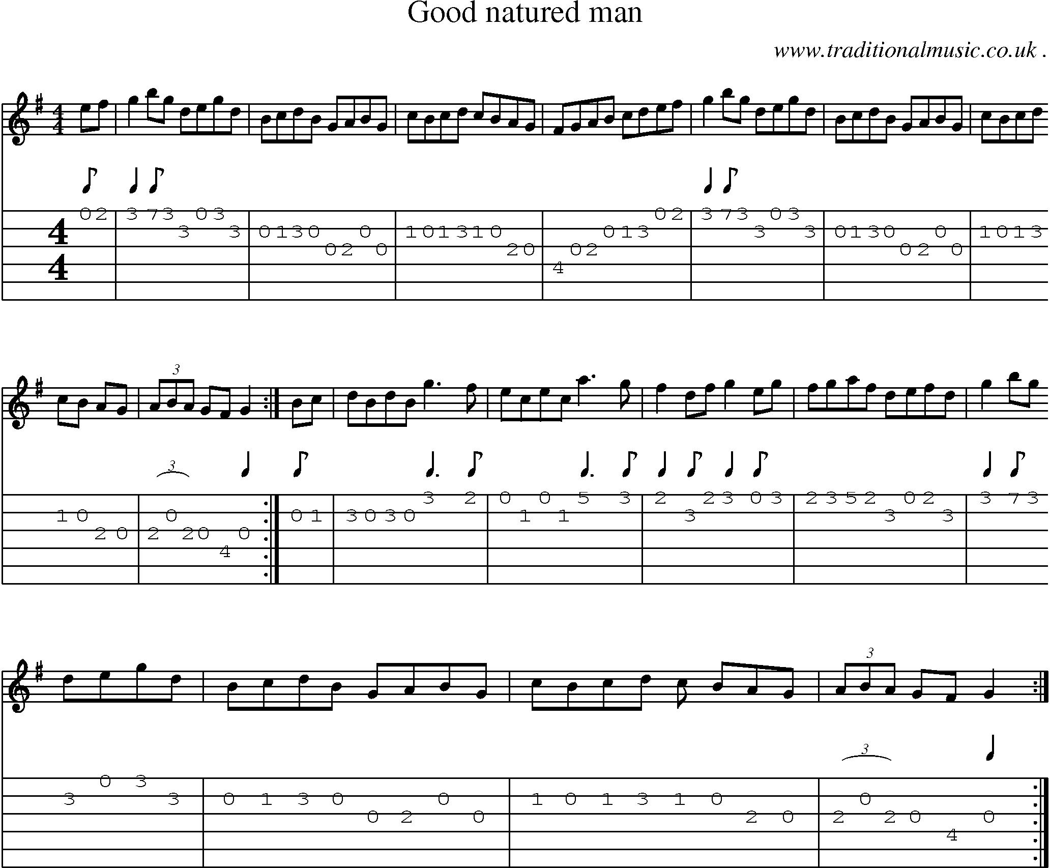 Sheet-Music and Guitar Tabs for Good Natured Man