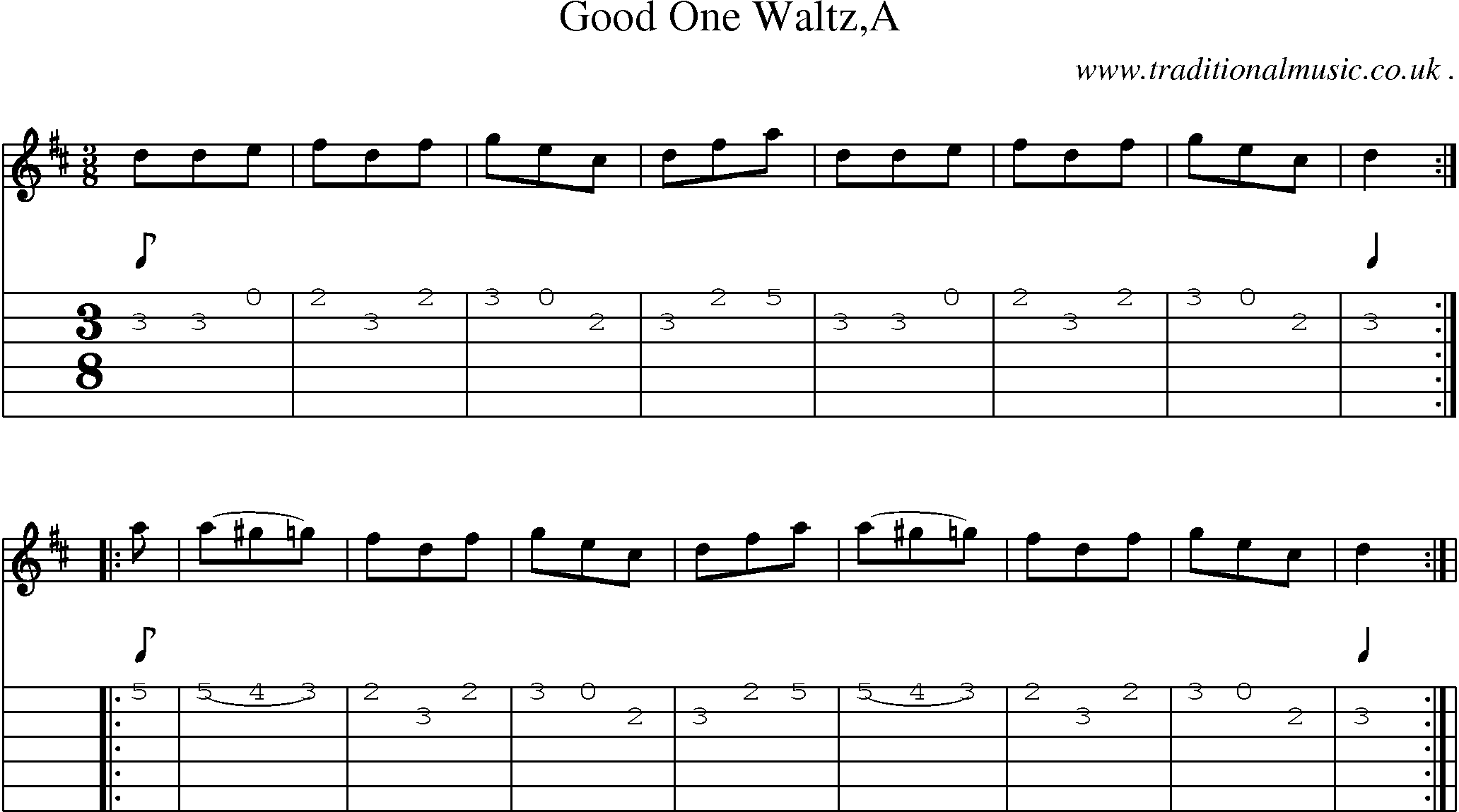 Sheet-Music and Guitar Tabs for Good One Waltza