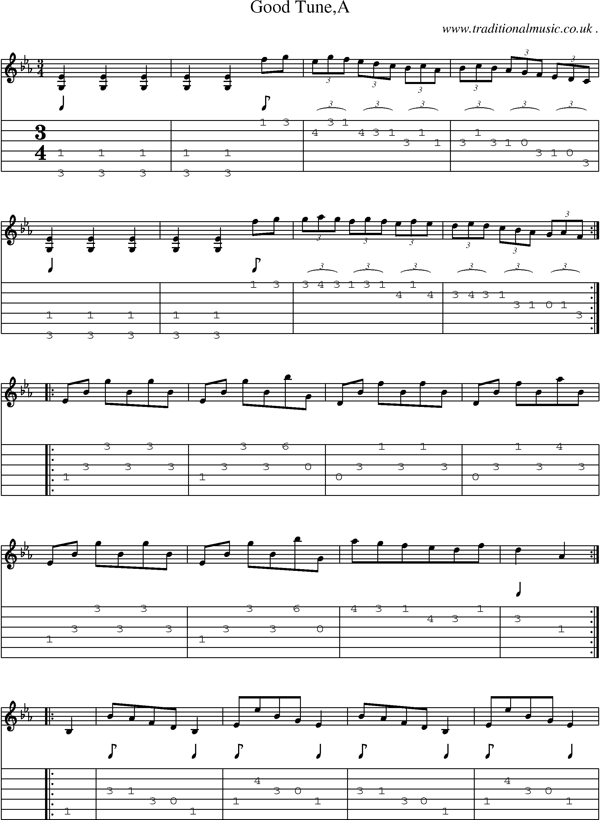 Sheet-Music and Guitar Tabs for Good Tunea