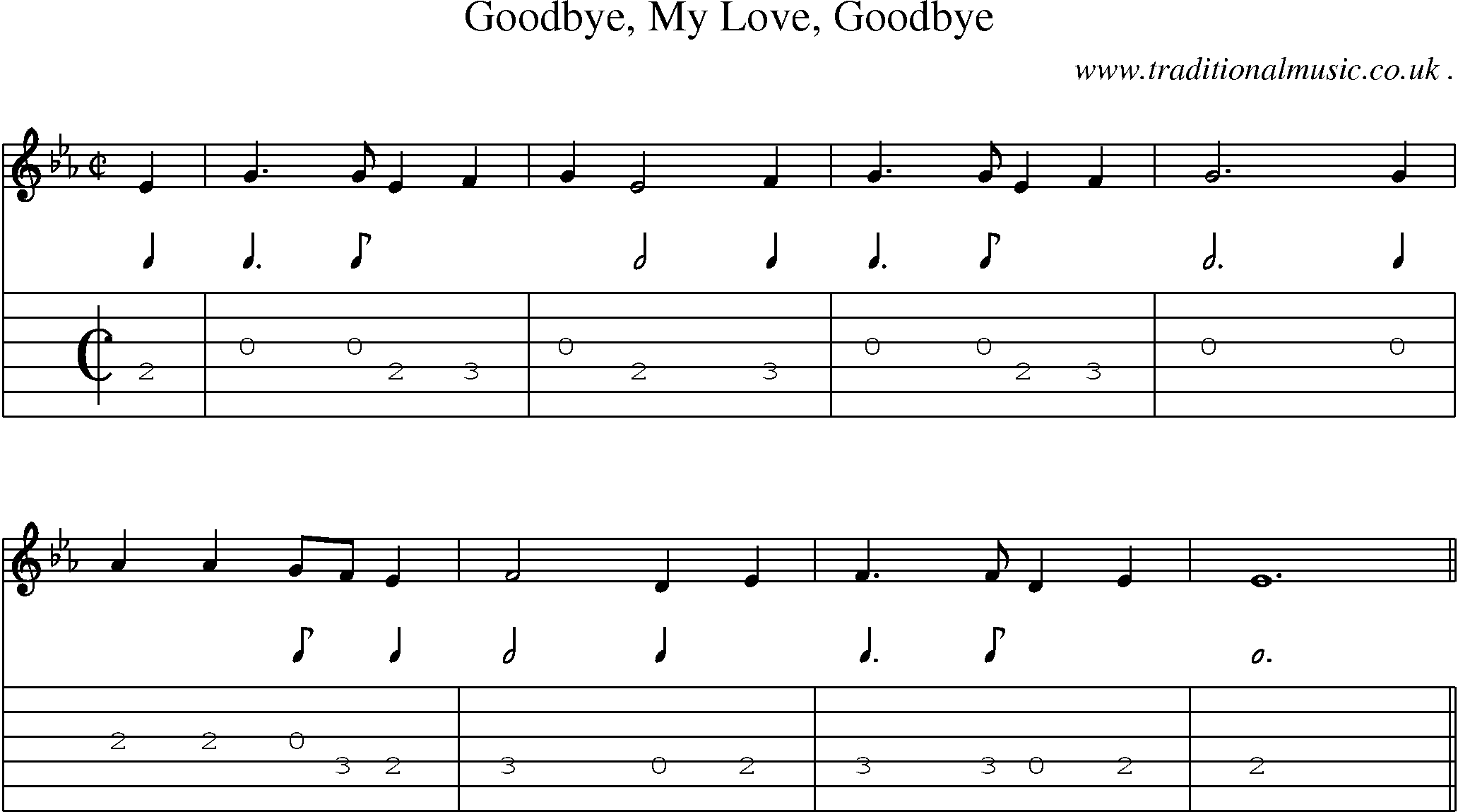 Sheet-Music and Guitar Tabs for Goodbye My Love Goodbye