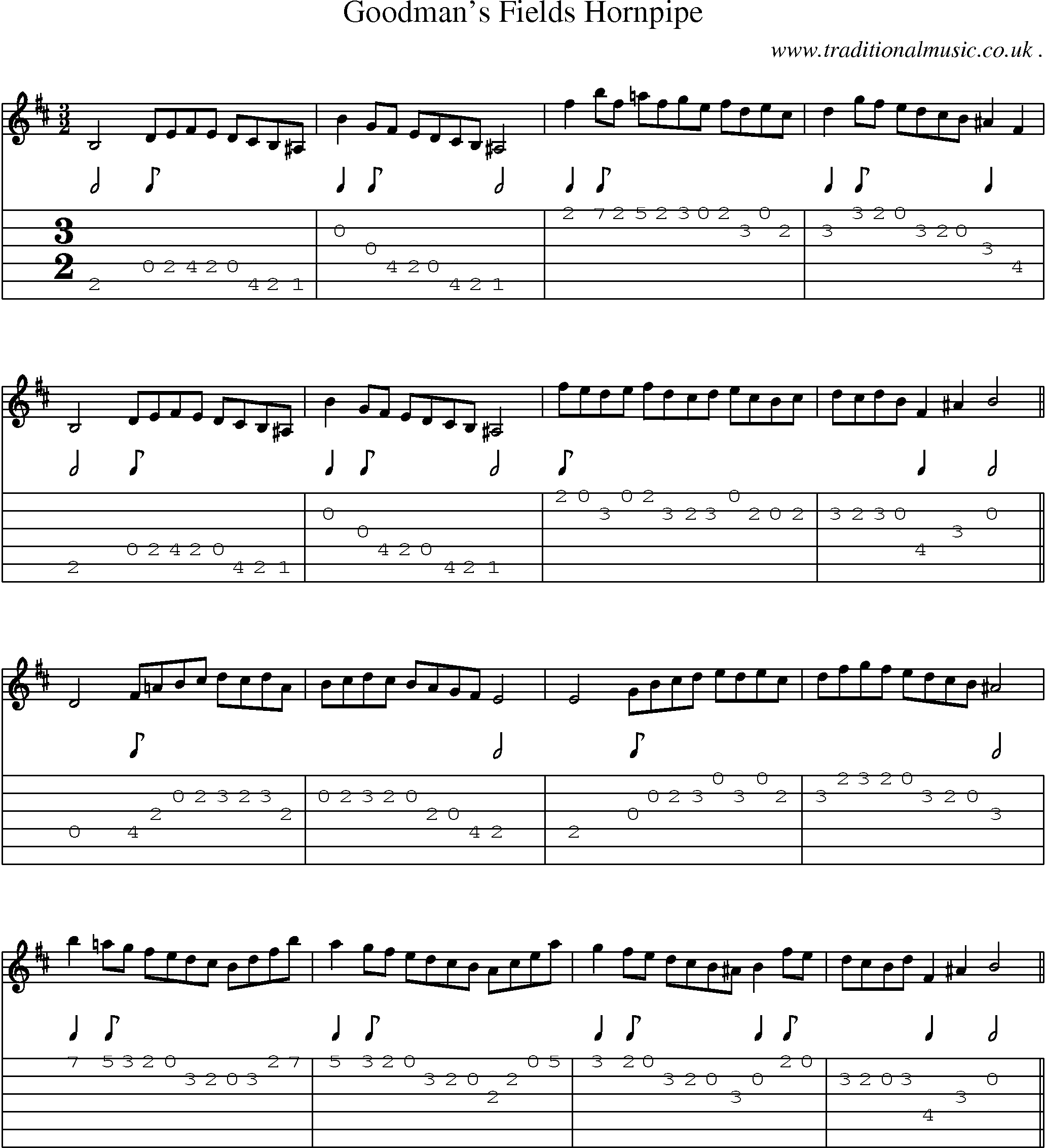 Sheet-Music and Guitar Tabs for Goodmans Fields Hornpipe