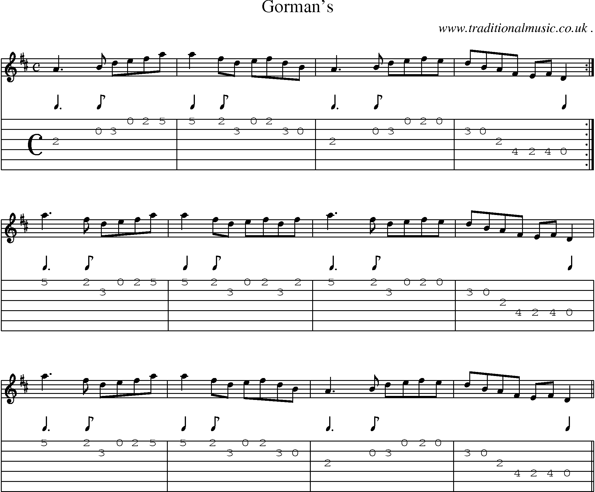 Sheet-Music and Guitar Tabs for Gormans