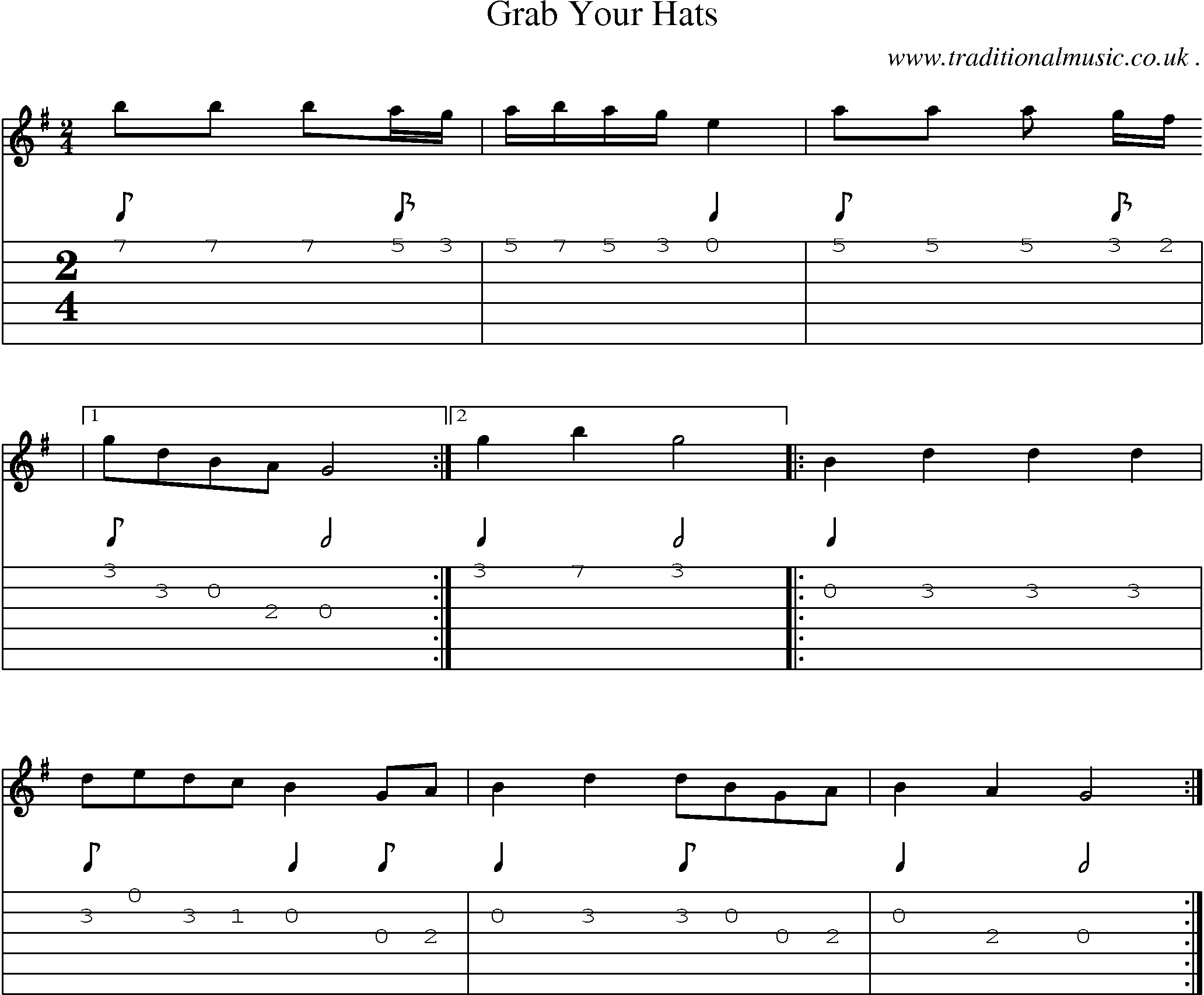 Sheet-Music and Guitar Tabs for Grab Your Hats