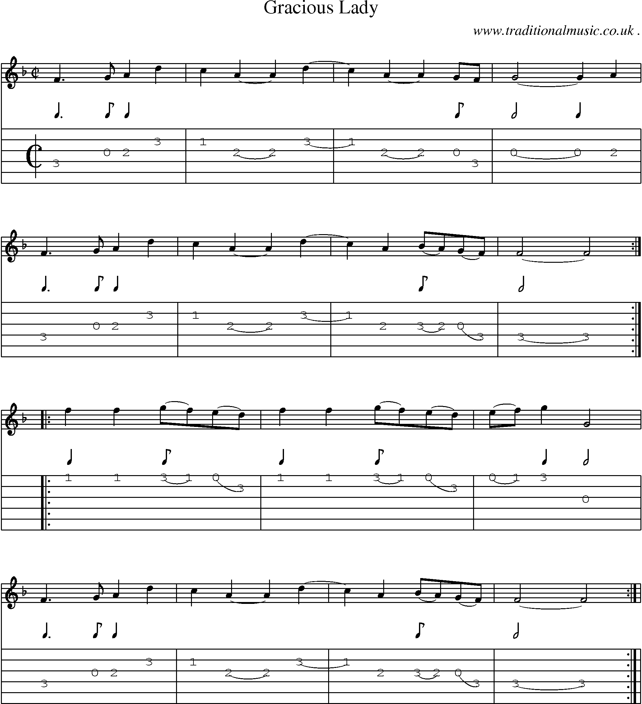 Sheet-Music and Guitar Tabs for Gracious Lady