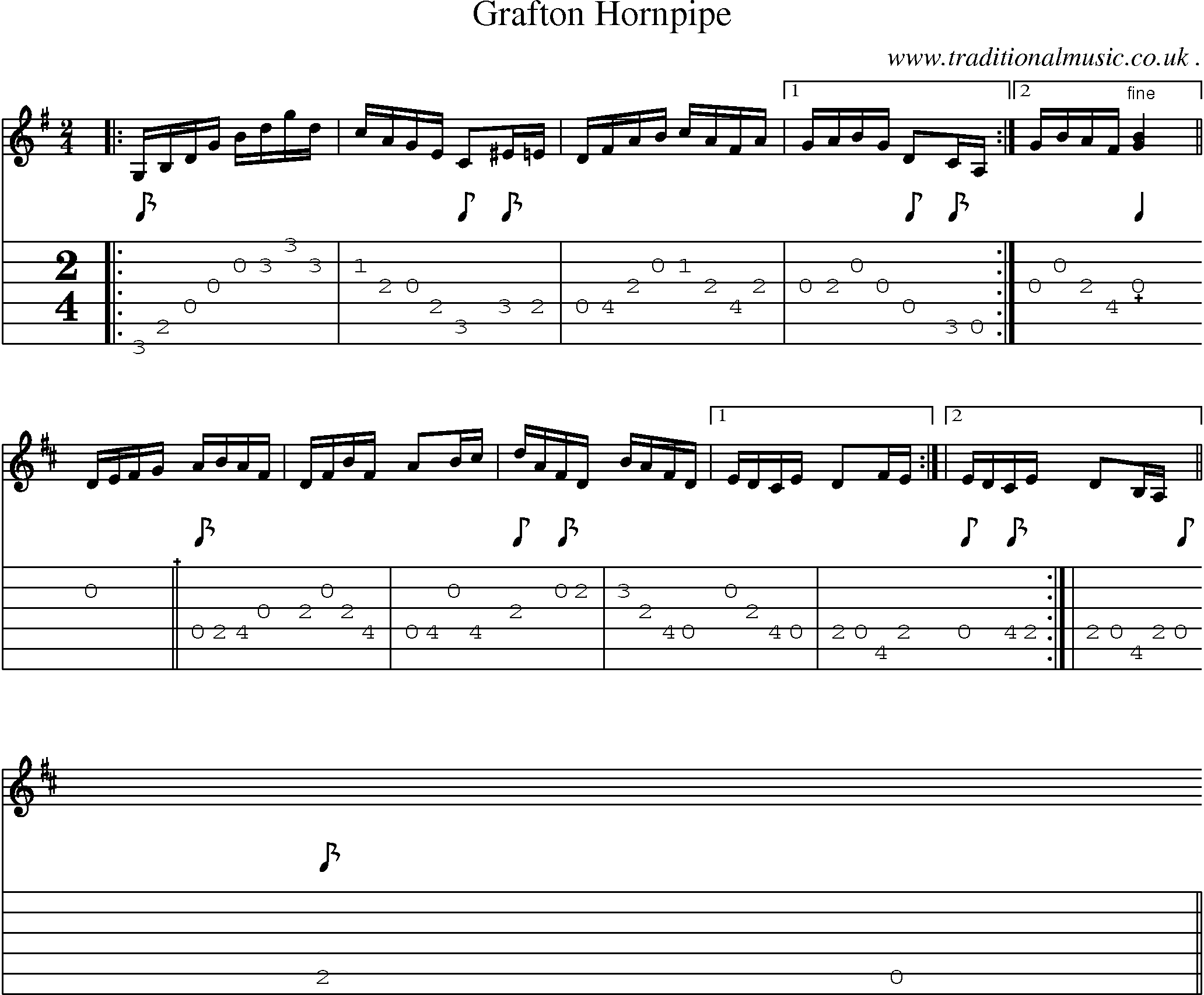Sheet-Music and Guitar Tabs for Grafton Hornpipe