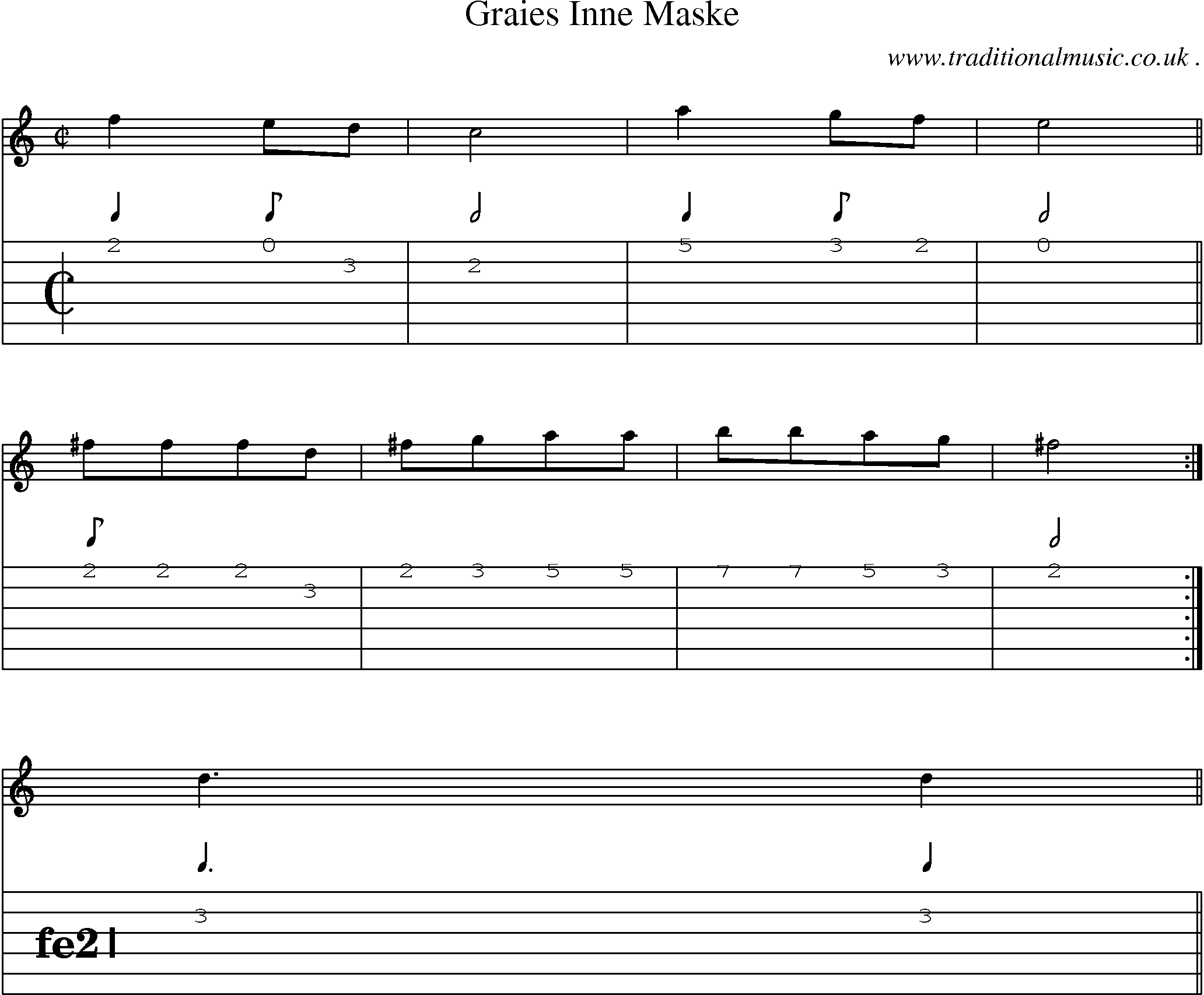 Sheet-Music and Guitar Tabs for Graies Inne Maske